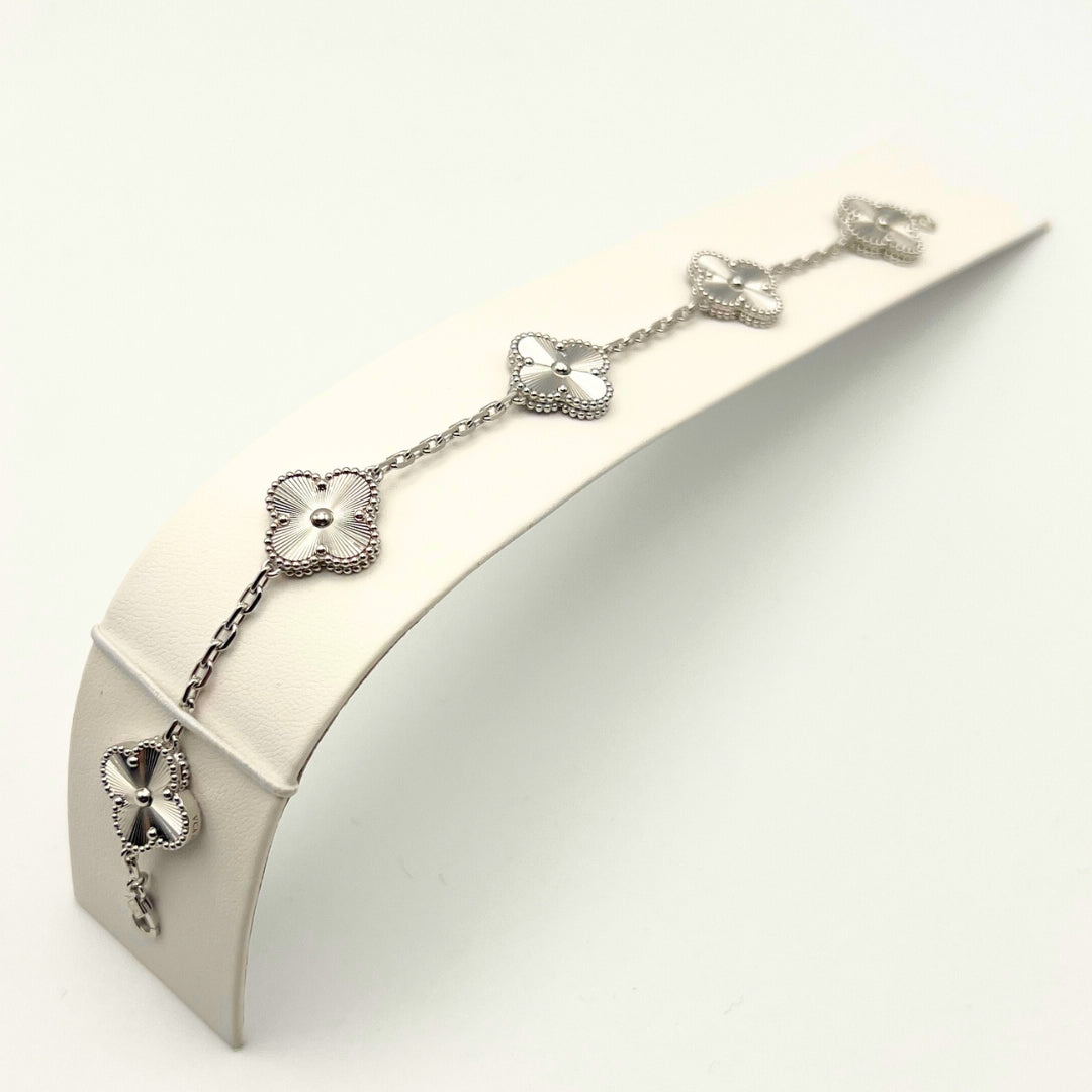 Van Cleef & Arpels Vintage Alhambra Bracelet 5 Motifs 18K White Gold