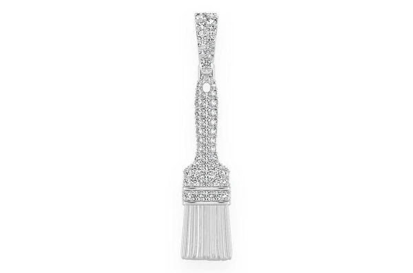 0.65ct Diamond Paint Brush Pendant 14K Solid Gold