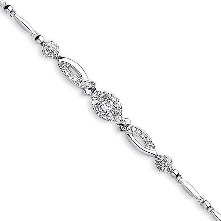 Silver Fancy Cz Bracelet