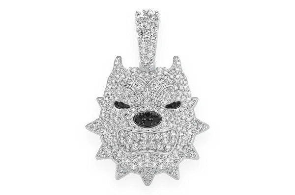 1.25ct Diamond Pitbull Spiked Collar Pendant 14K Solid Gold