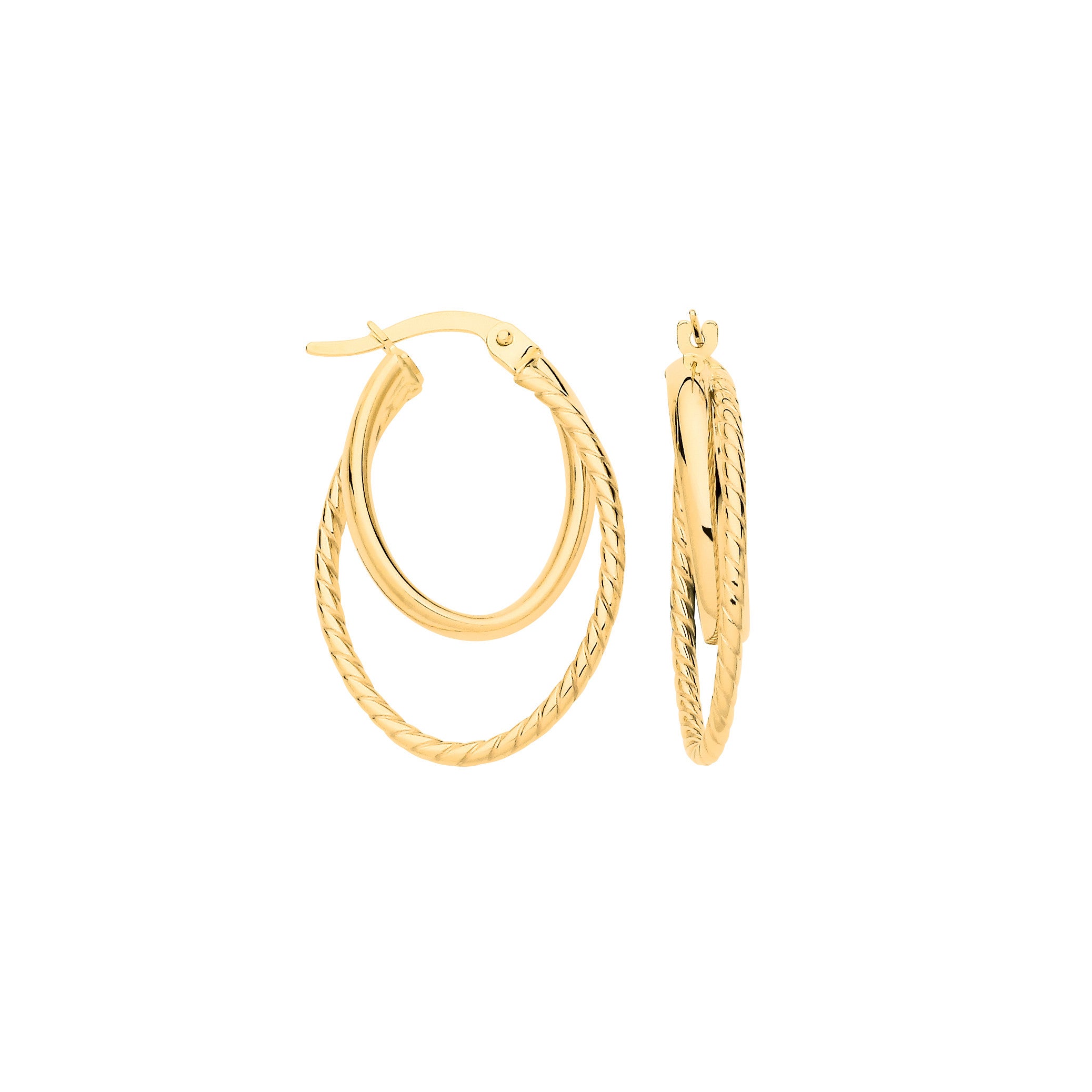 Y/G Plain & Twisted Oval Hoop Earrings