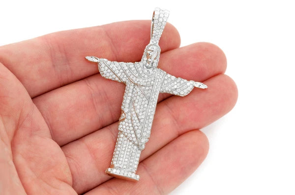 Erkals Jewellers Christ The Redeemer Pendant 18K Gold Diamond 4.25ctw