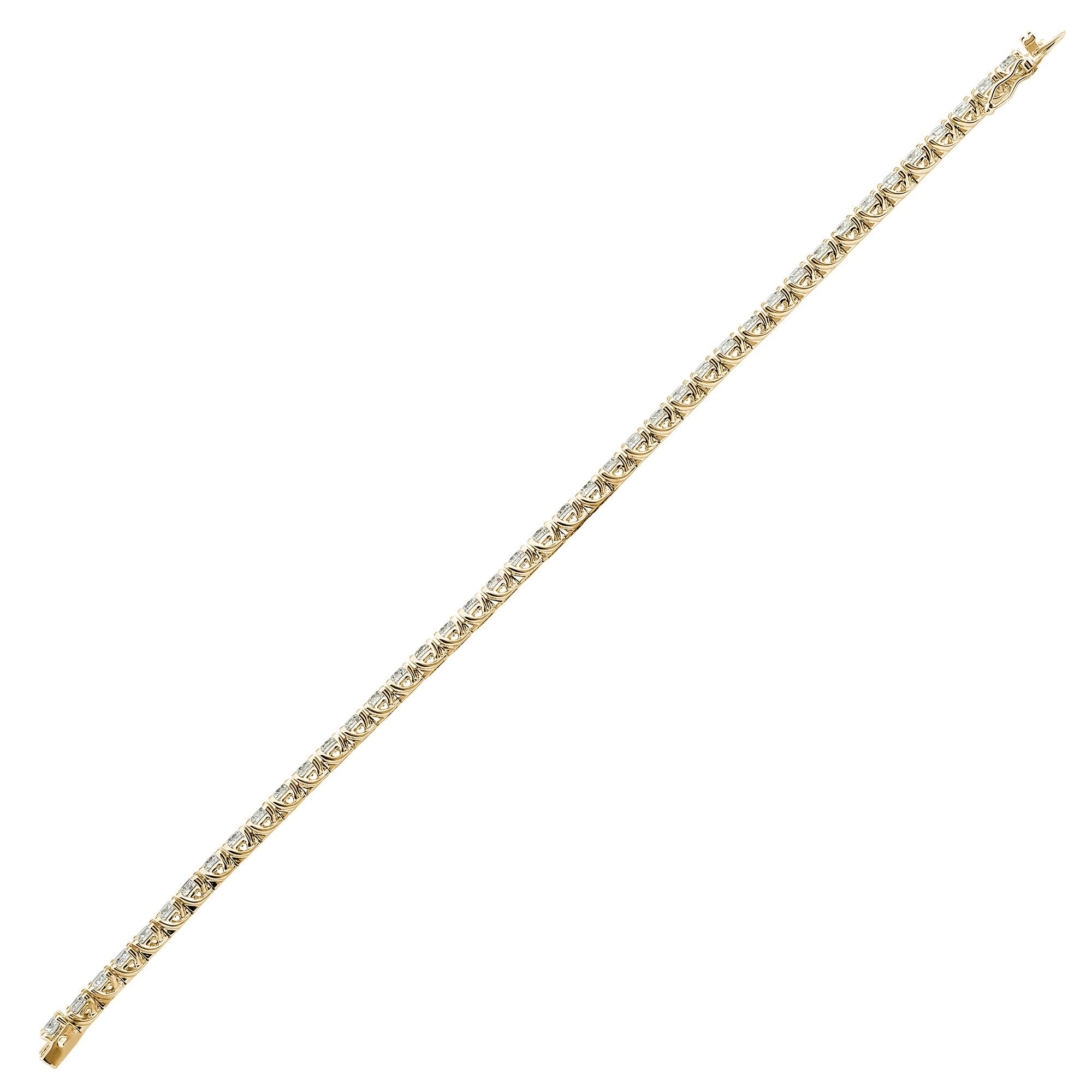 18ct Yellow Gold 4.00ct Claw Set Natural Diamond Line Bracelet