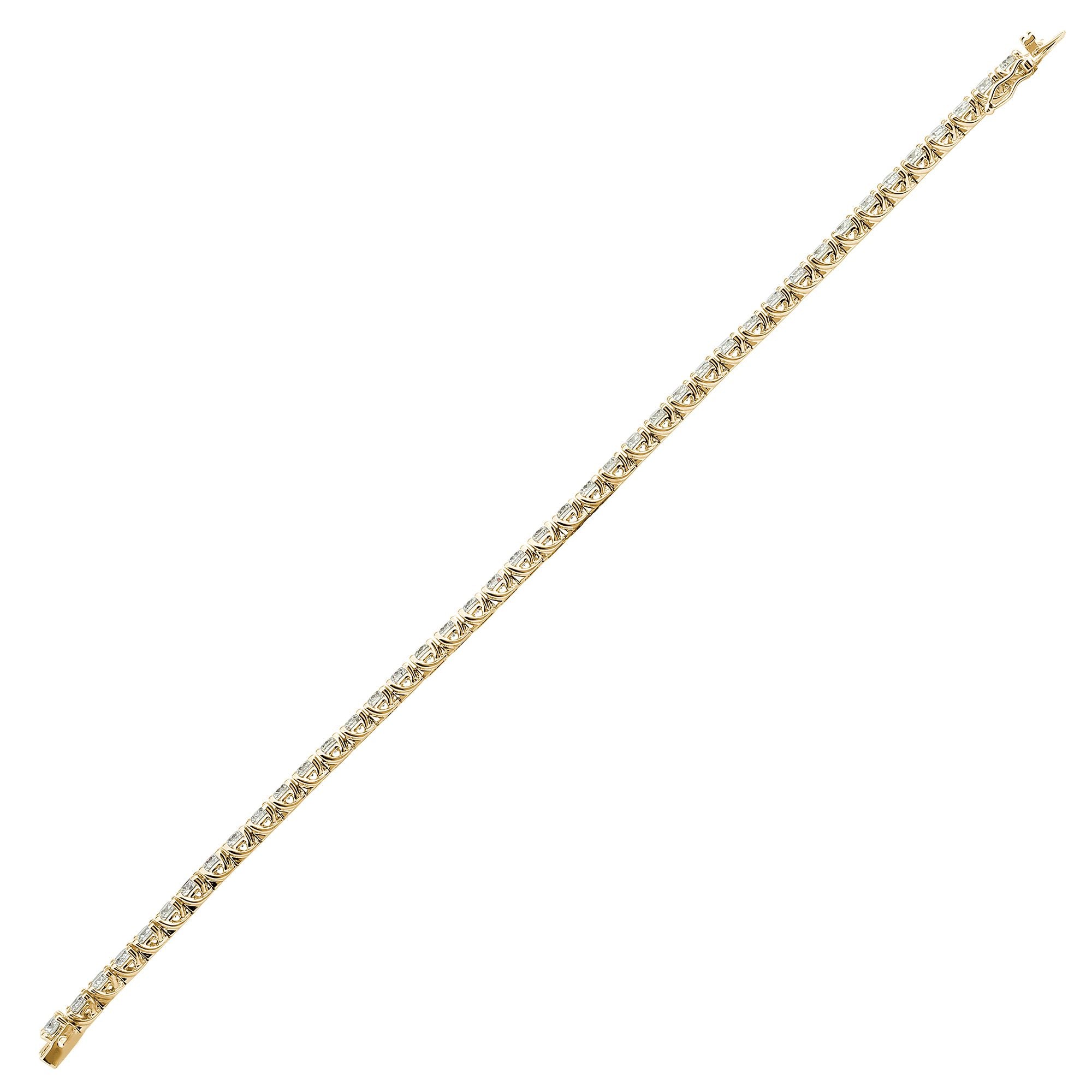 18ct Yellow Gold 4.00ct Natural Diamond Claw Set Line Bracelet