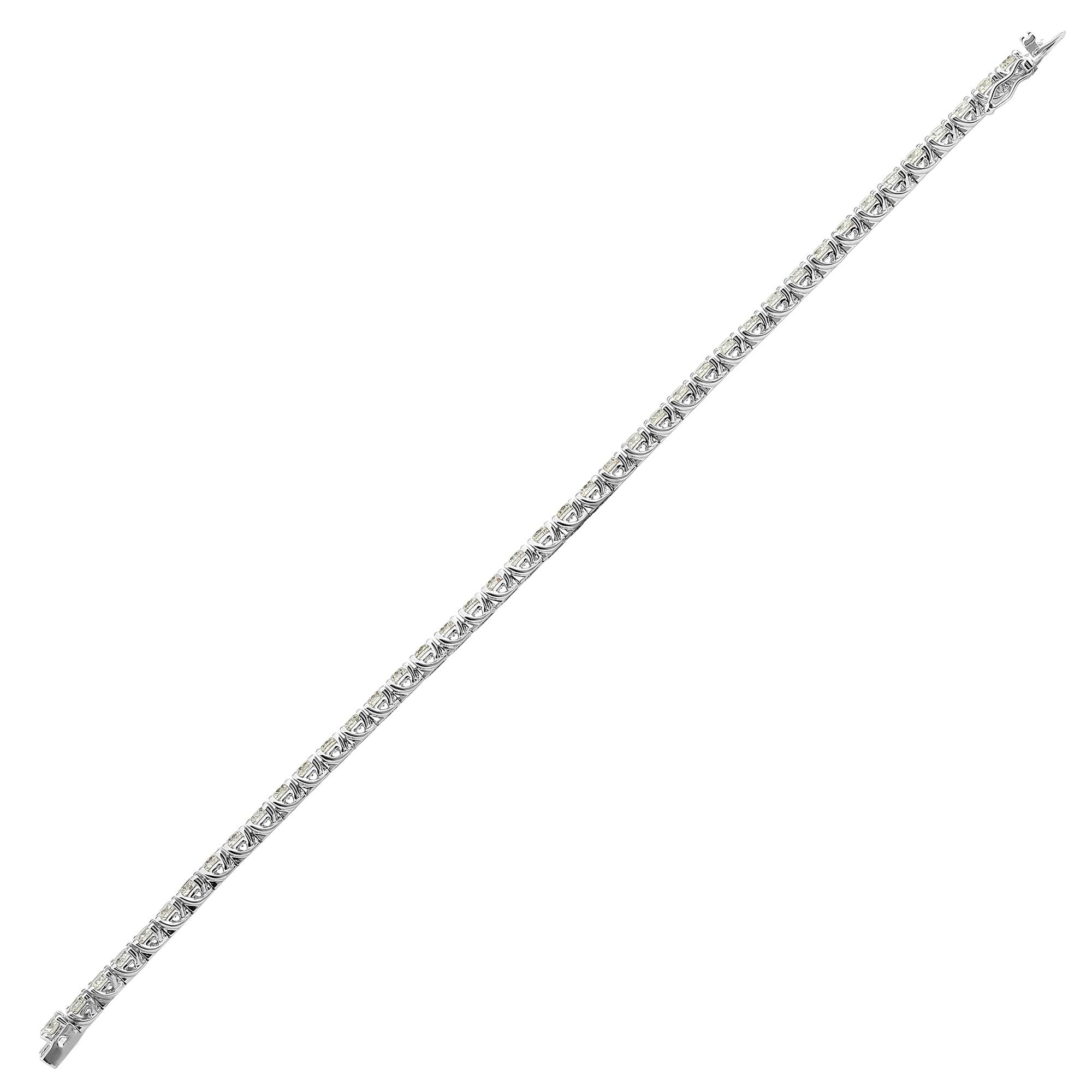 18ct White Gold 4.00ct Natural Diamond Claw Set Line Bracelet