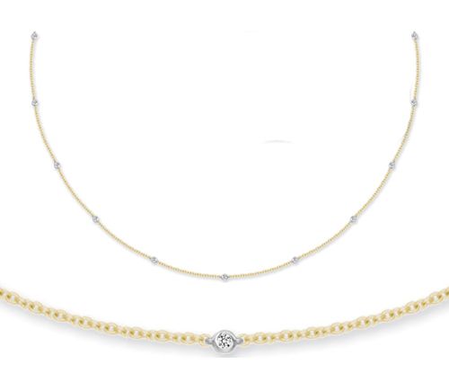 18ct White And Yellow Gold Natural Diamond Chain