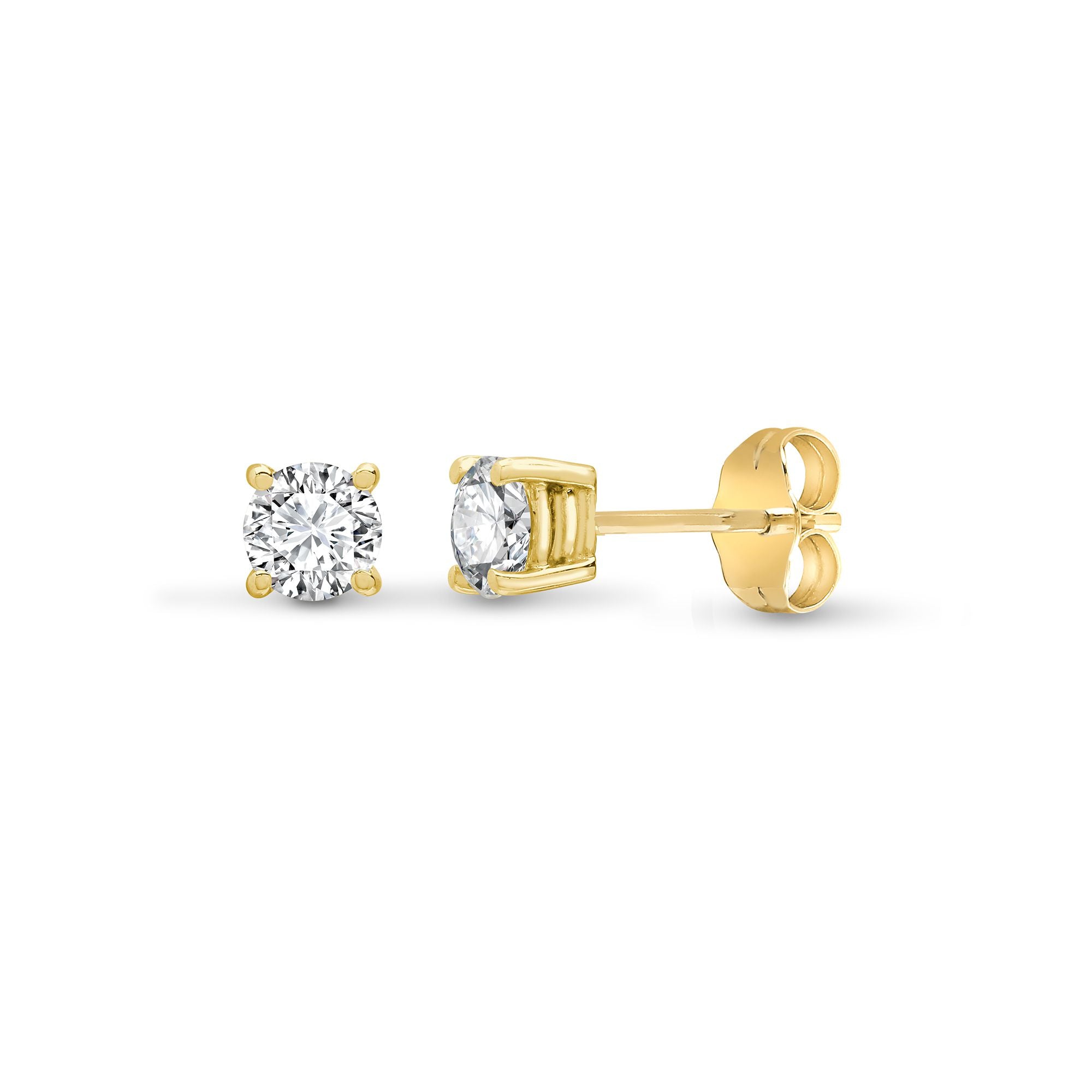 0.50ct Claw Set Lab Grown Diamond 9ct Yellow Gold Stud Earrings