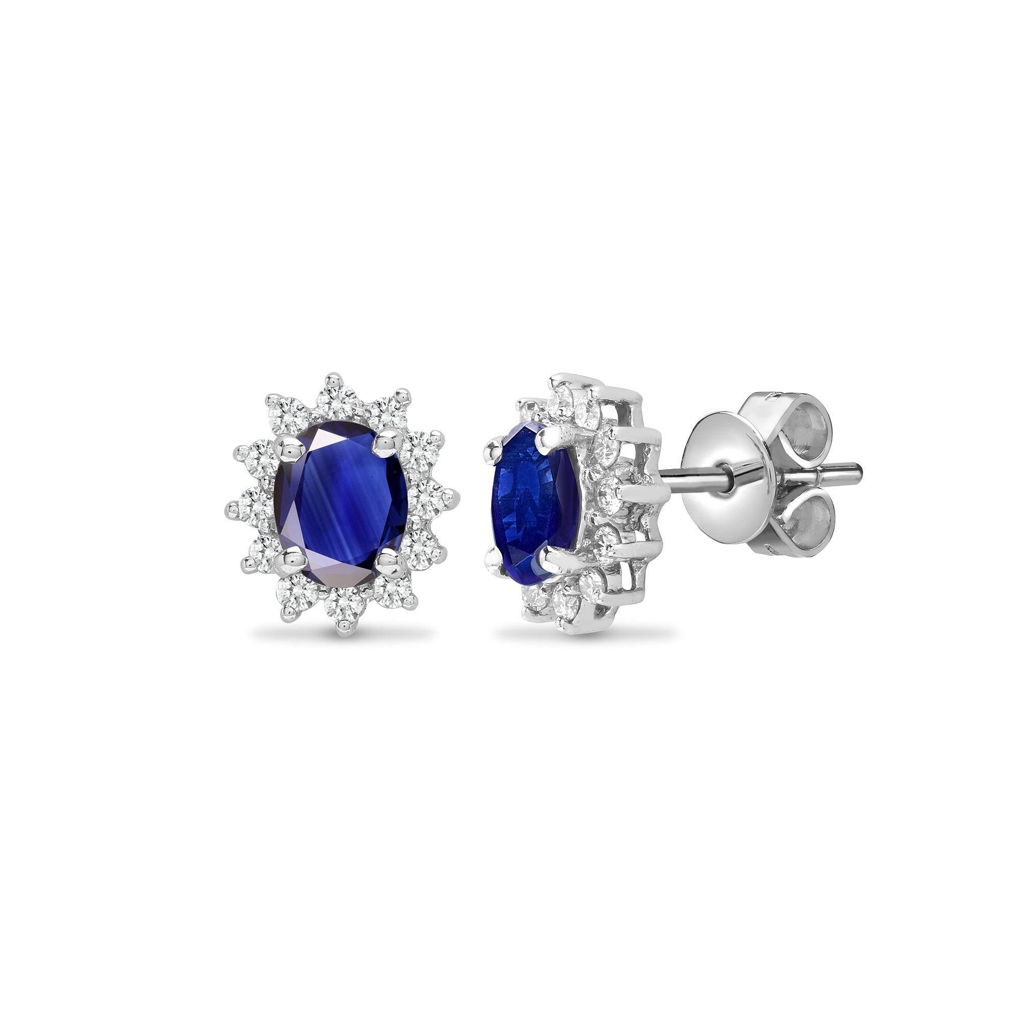 18ct White Gold Natural Diamond And Sapphire Earrings