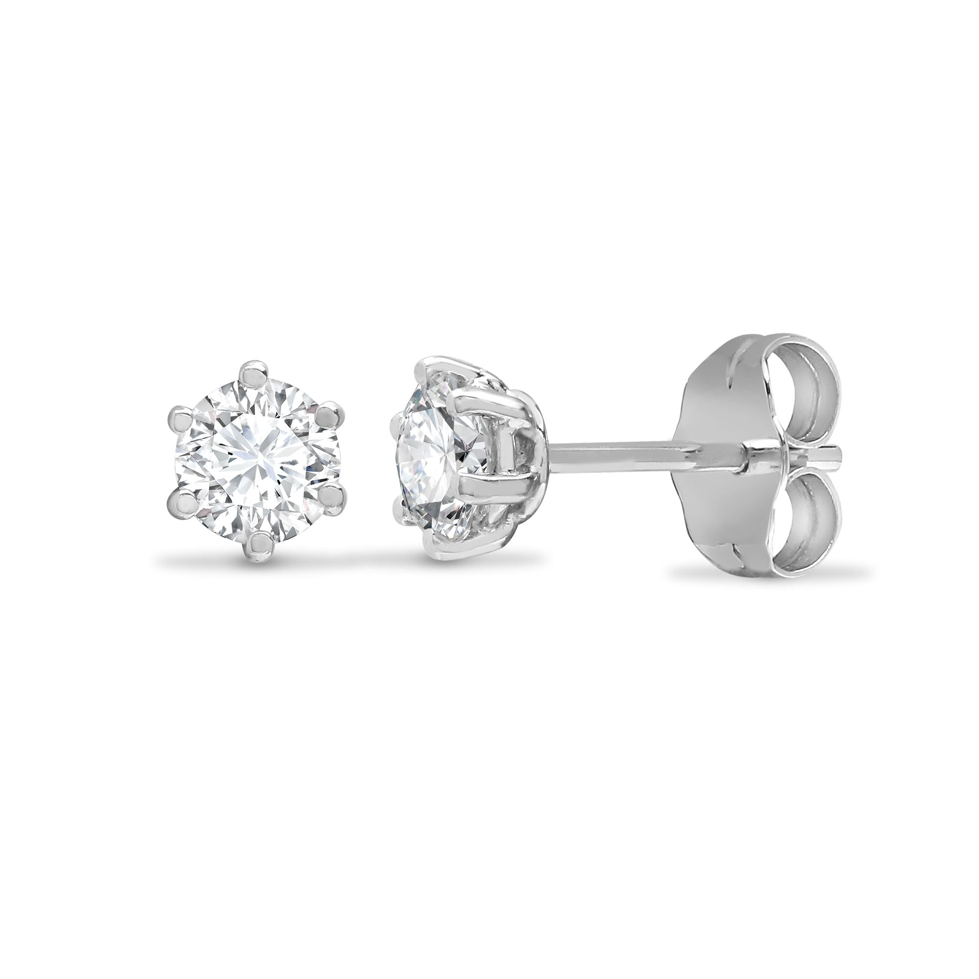 18E360-035-JI1 | 18ct White Gold 35pt 6 Claw Natural Diamond Soli Stud Earring