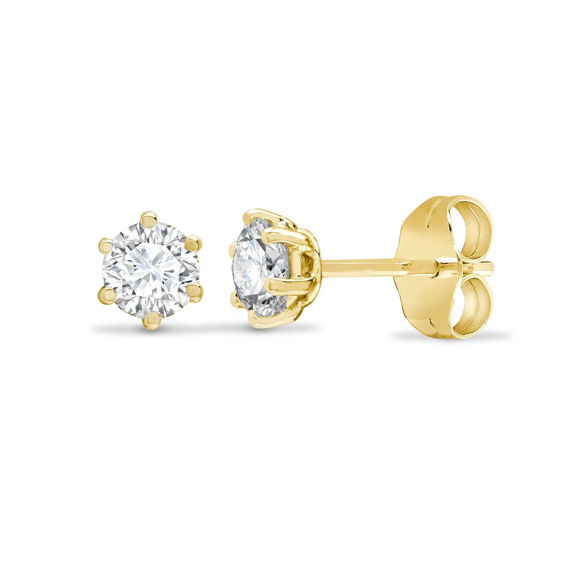18E378-100-JI1 | 18ct Yellow Gold 1.00ct 6 Claw Natural Diamond Soli Stud Earring