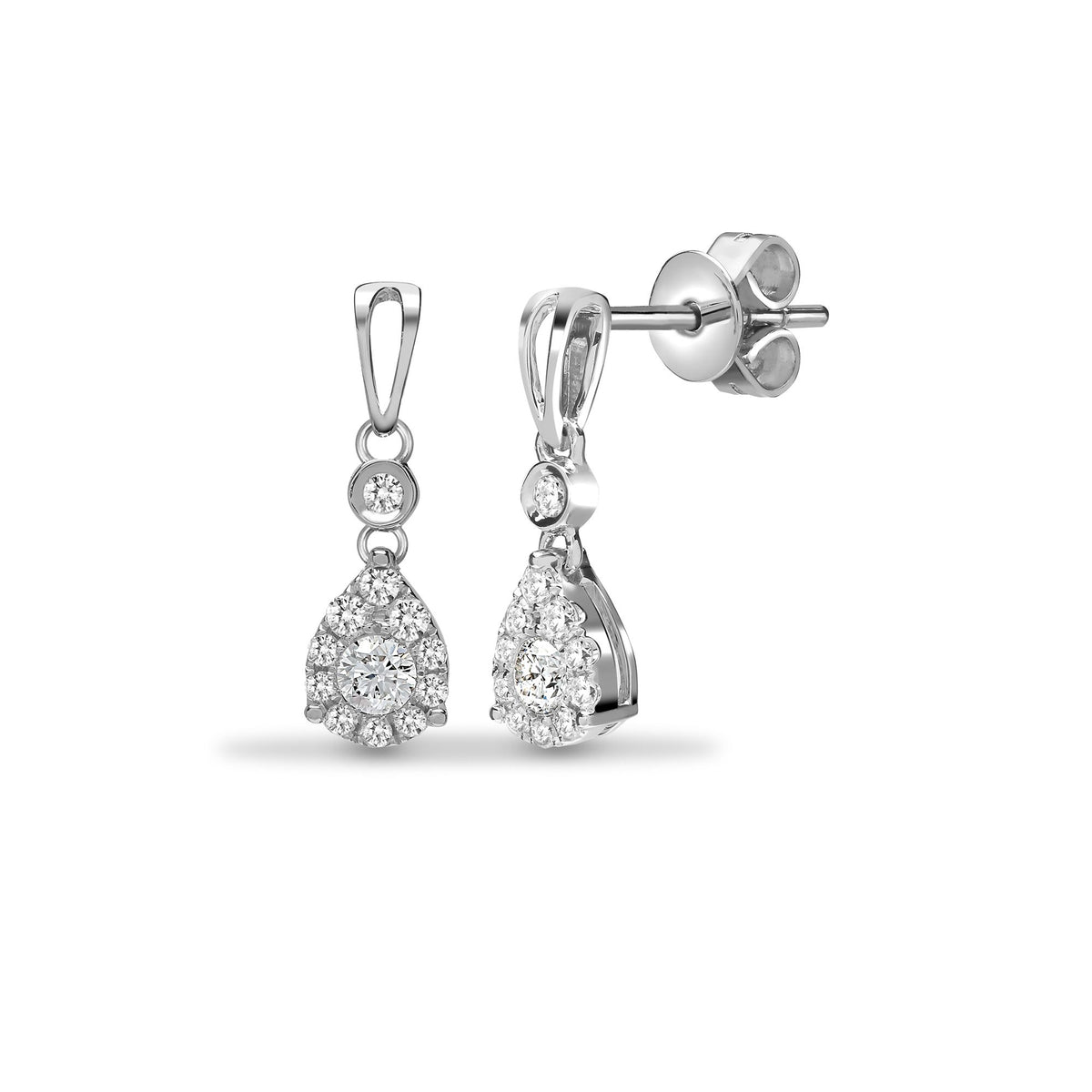 18ct White 0.38ct Natural Diamond Pear Shape Drop Earring