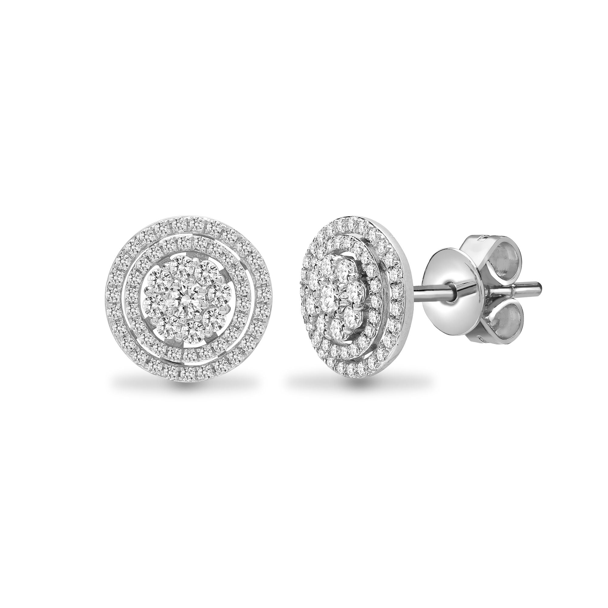 18E426 | 18ct White 0.88ct Natural Diamond Cluster Earrings