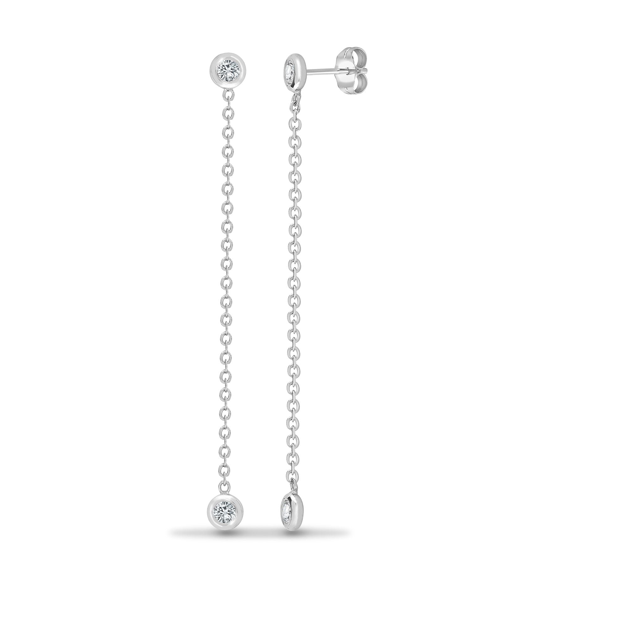 18E452 | 18ct White 0.16ct 2 Natural Diamond Chain Drop Earring