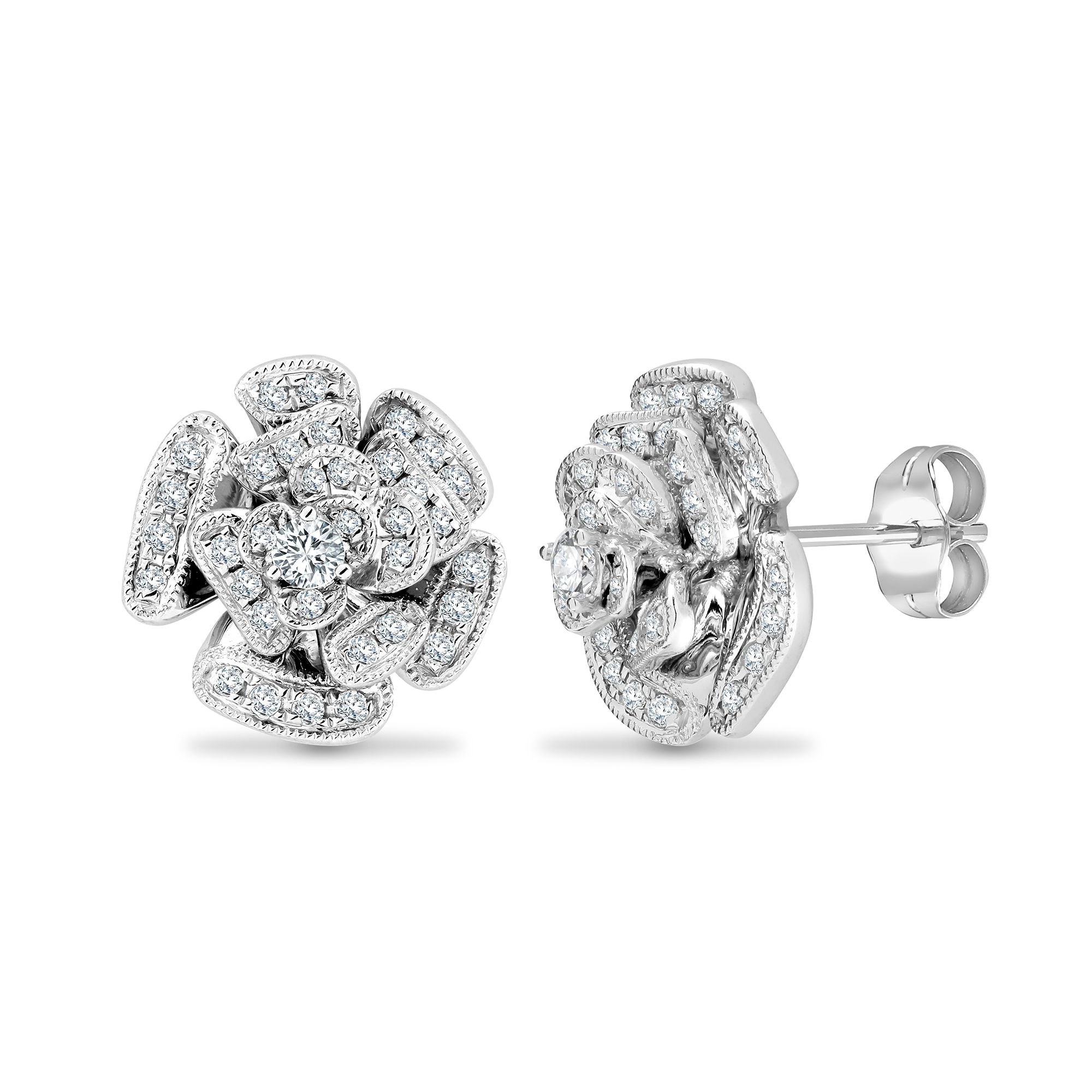 18E456 | 18ct White 0.38ct Natural Diamond Rose Earrings