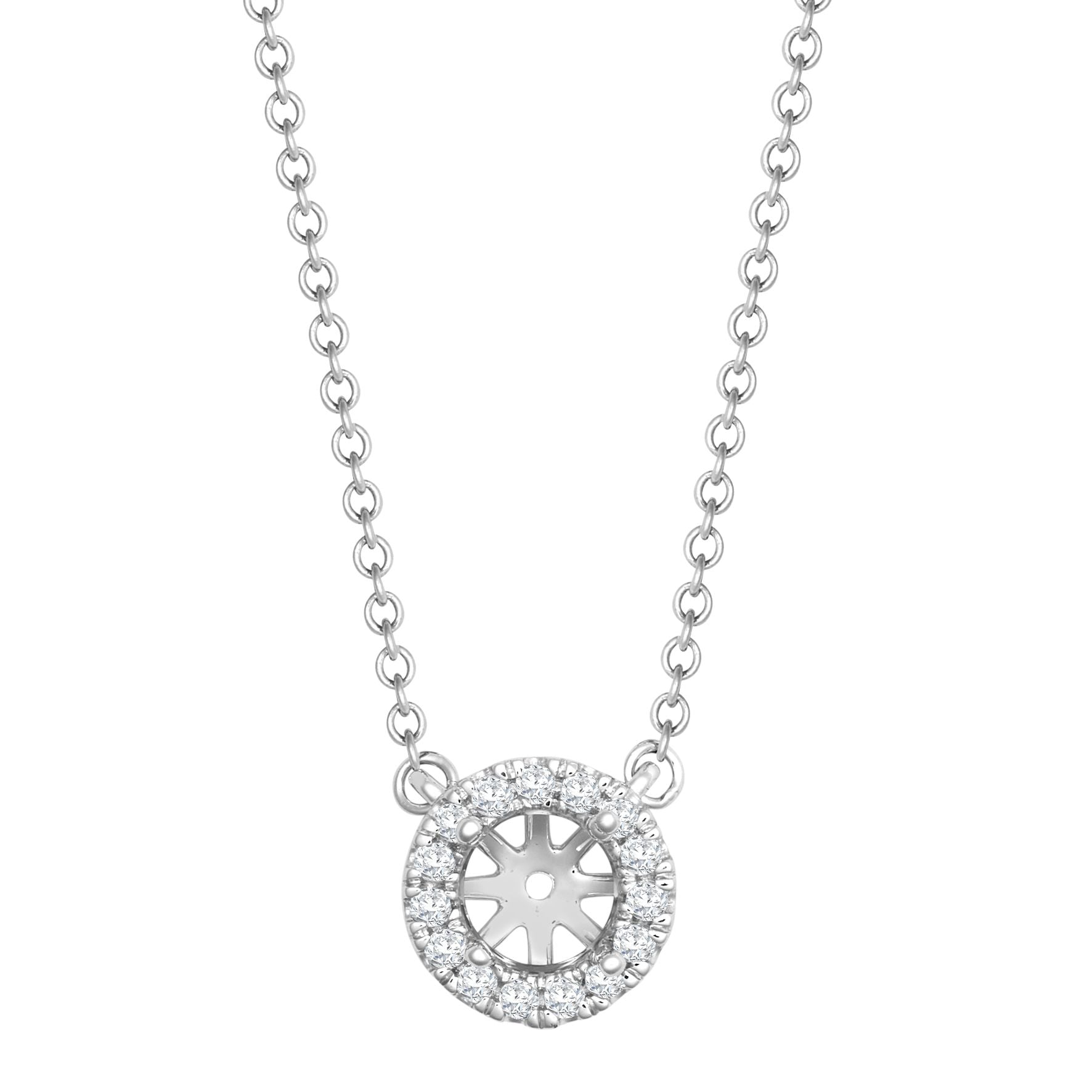 18ct White Gold 0.12ct Natural Diamond Halo Pendant with 16"-18" Chain Extender