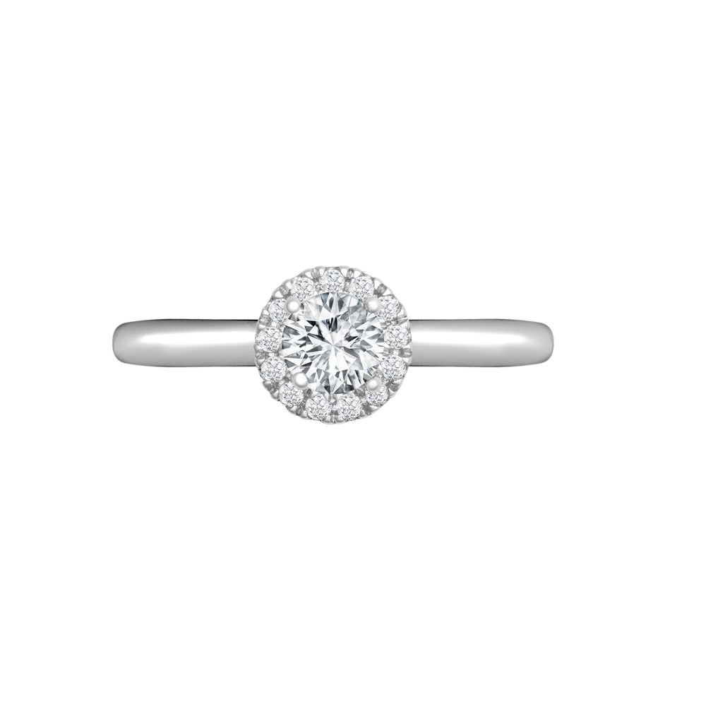 18ct White Gold Natural Diamond Micro-set Halo Wed-fit Ring Mount- Holds 0.25ct