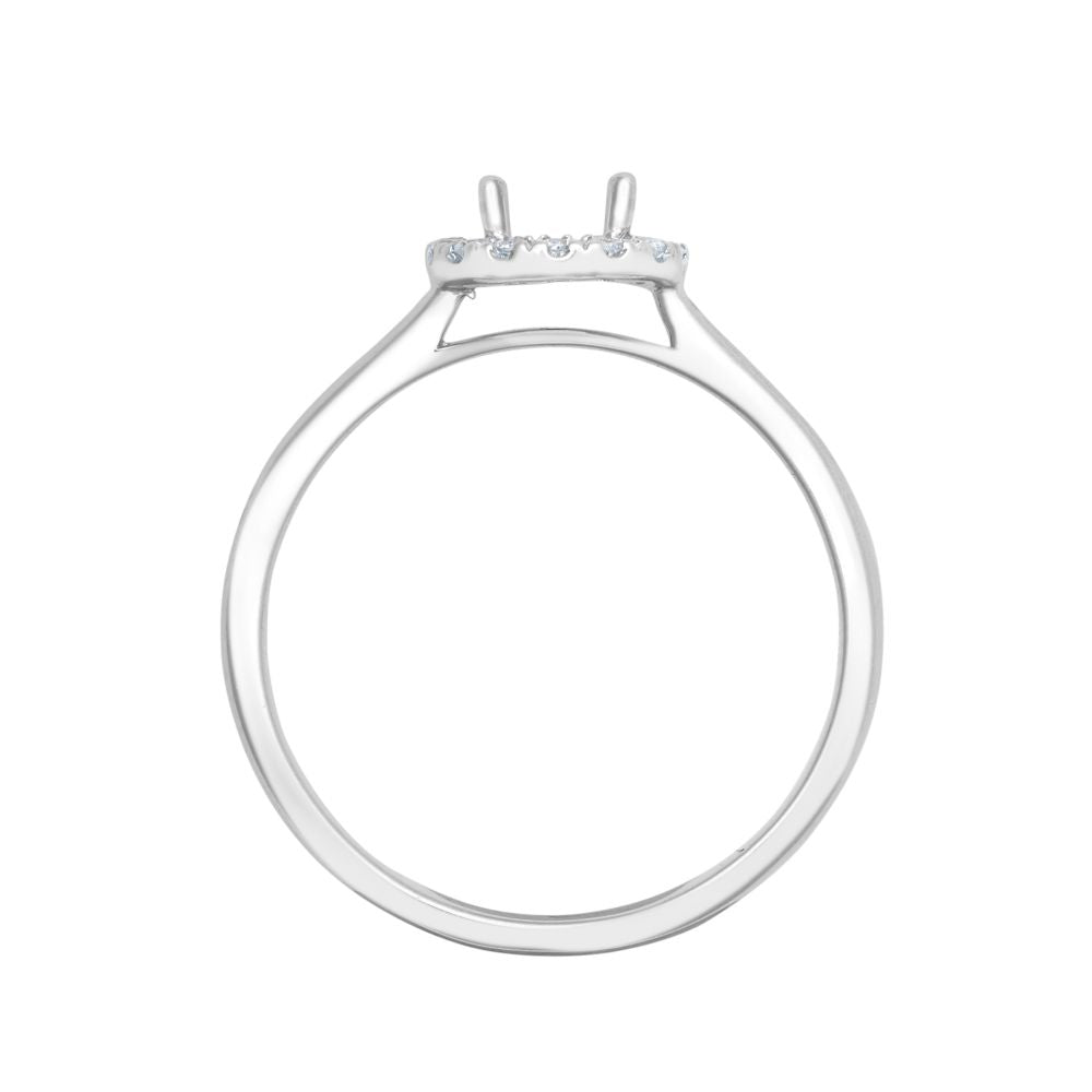 18ct White Gold 0.11ct Natural Diamond Micro-set Halo Wed-fit Ring Mount- Holds 0.50ct