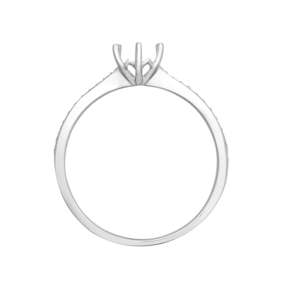 18ct White Gold 0.10ct Natural Diamond Pave set 6-claw Ring Mount- Holds 0.50ct