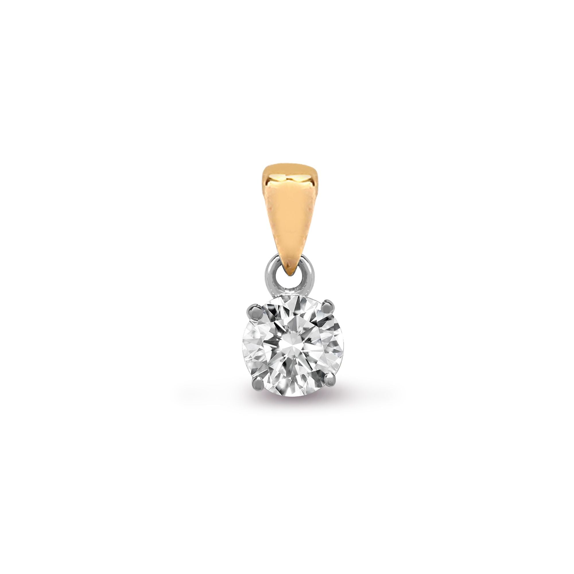 Lab 18ct Gold 25pts Claw set Pendant