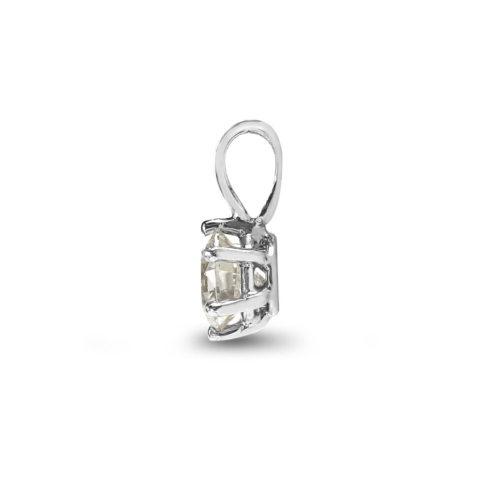 18P007-025 | 18ct White Gold 25pt 6 Claw Natural Diamond Solitaire Pendant