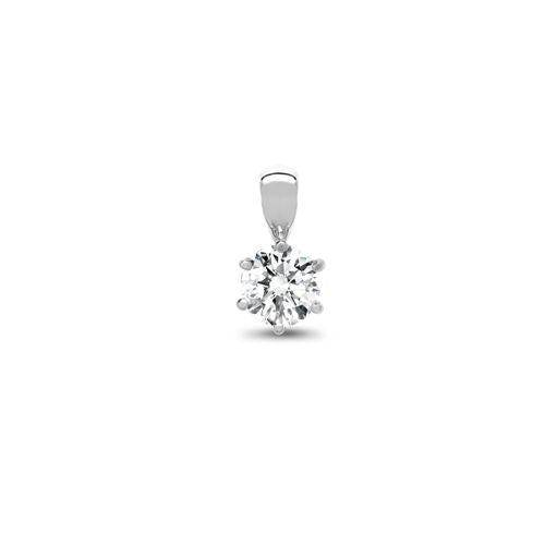18P007-025 | 18ct White Gold 25pt 6 Claw Natural Diamond Solitaire Pendant