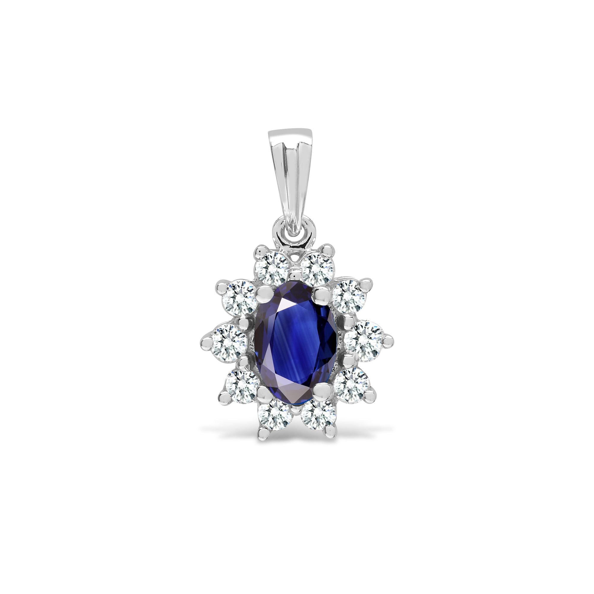 18P094 | 18ct White Gold Natural Diamond And Sapphire Pendant