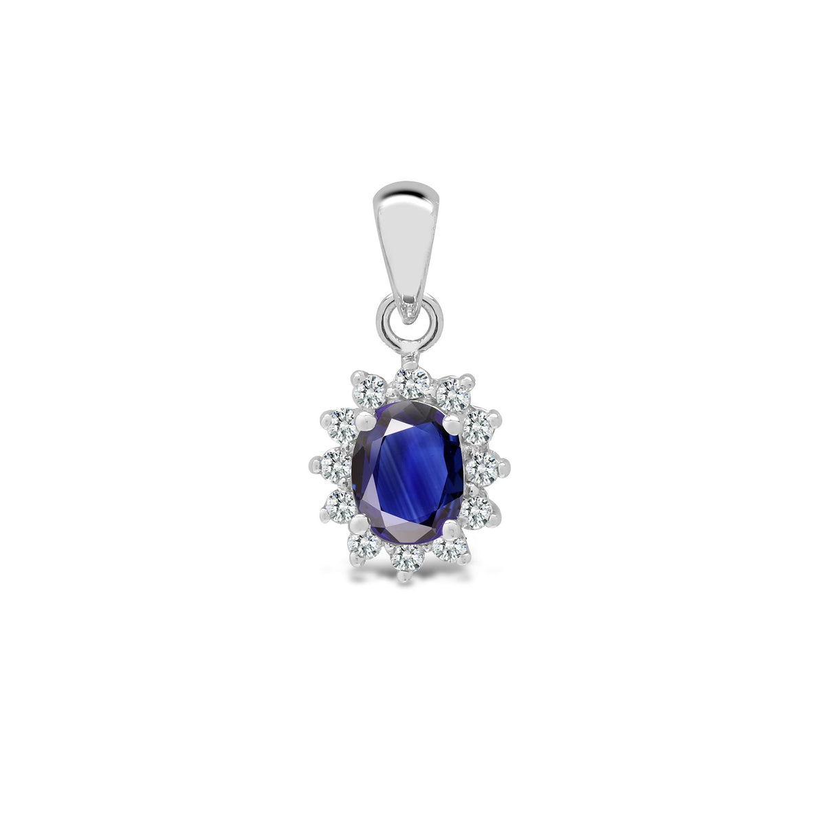 18ct White Gold Natural Diamond And Sapphire Pendant