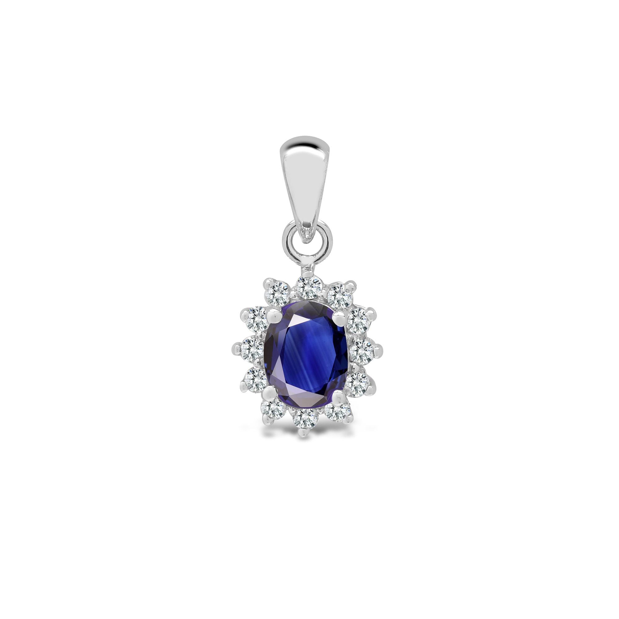 18ct White Gold Natural Diamond And Sapphire Pendant