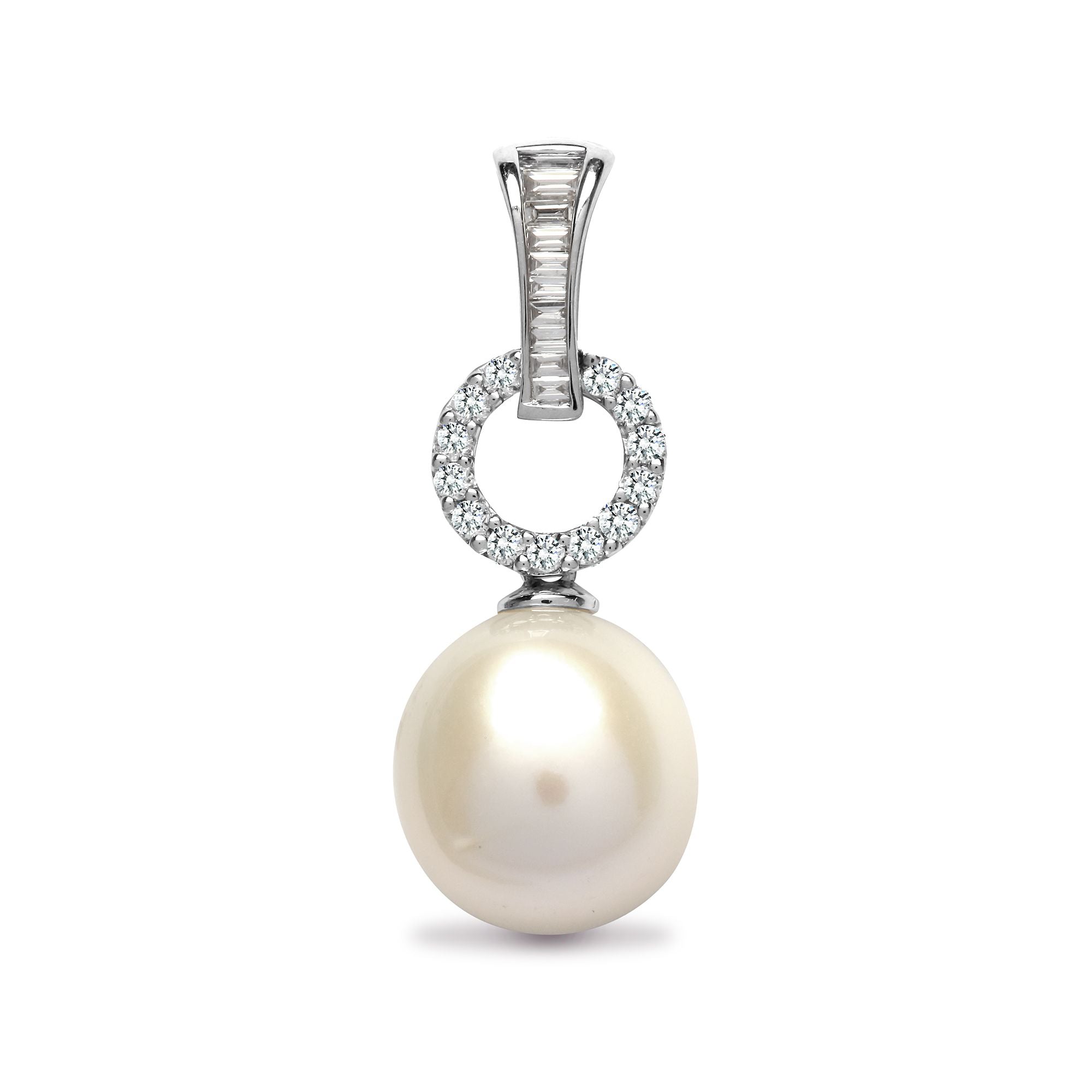 18ct White Gold Natural Diamond And Pearl Pendant