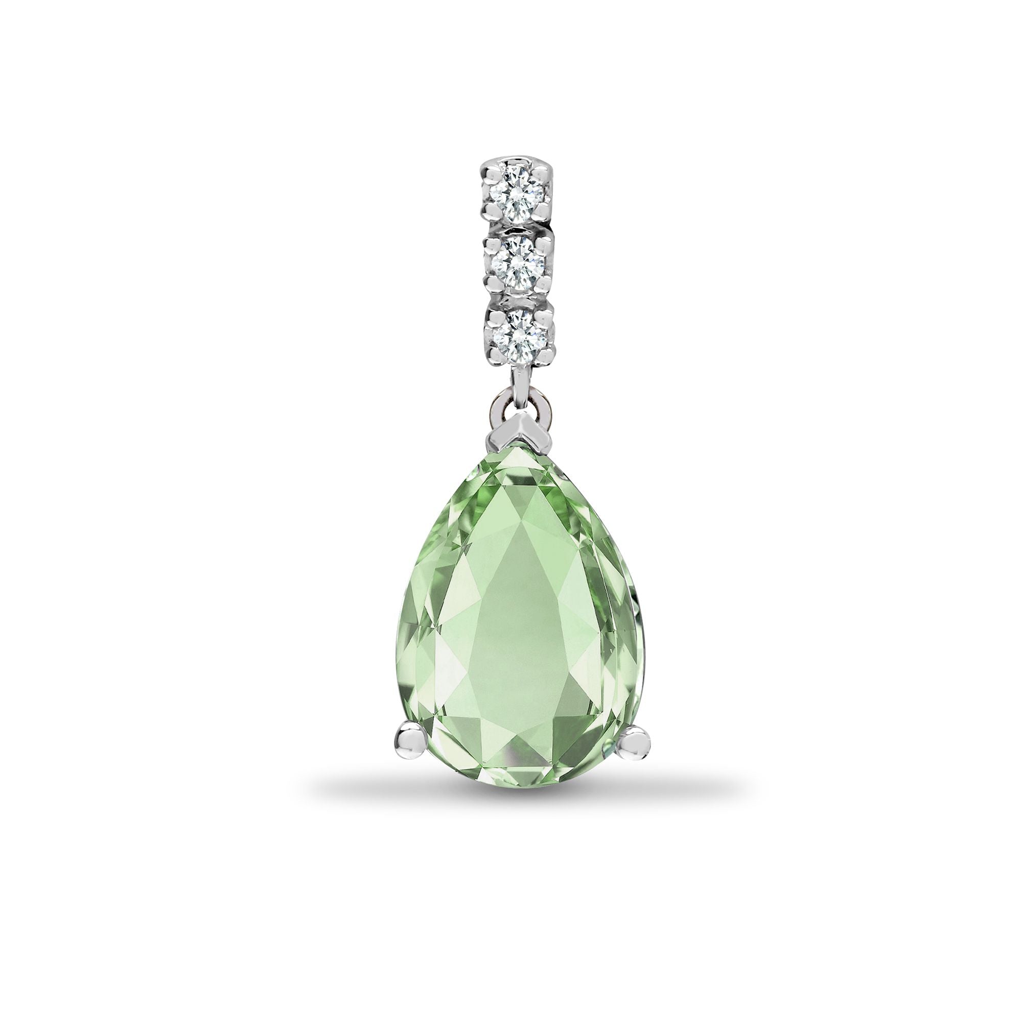 18ct White Gold Natural Diamond And Green Amethyst Pendant
