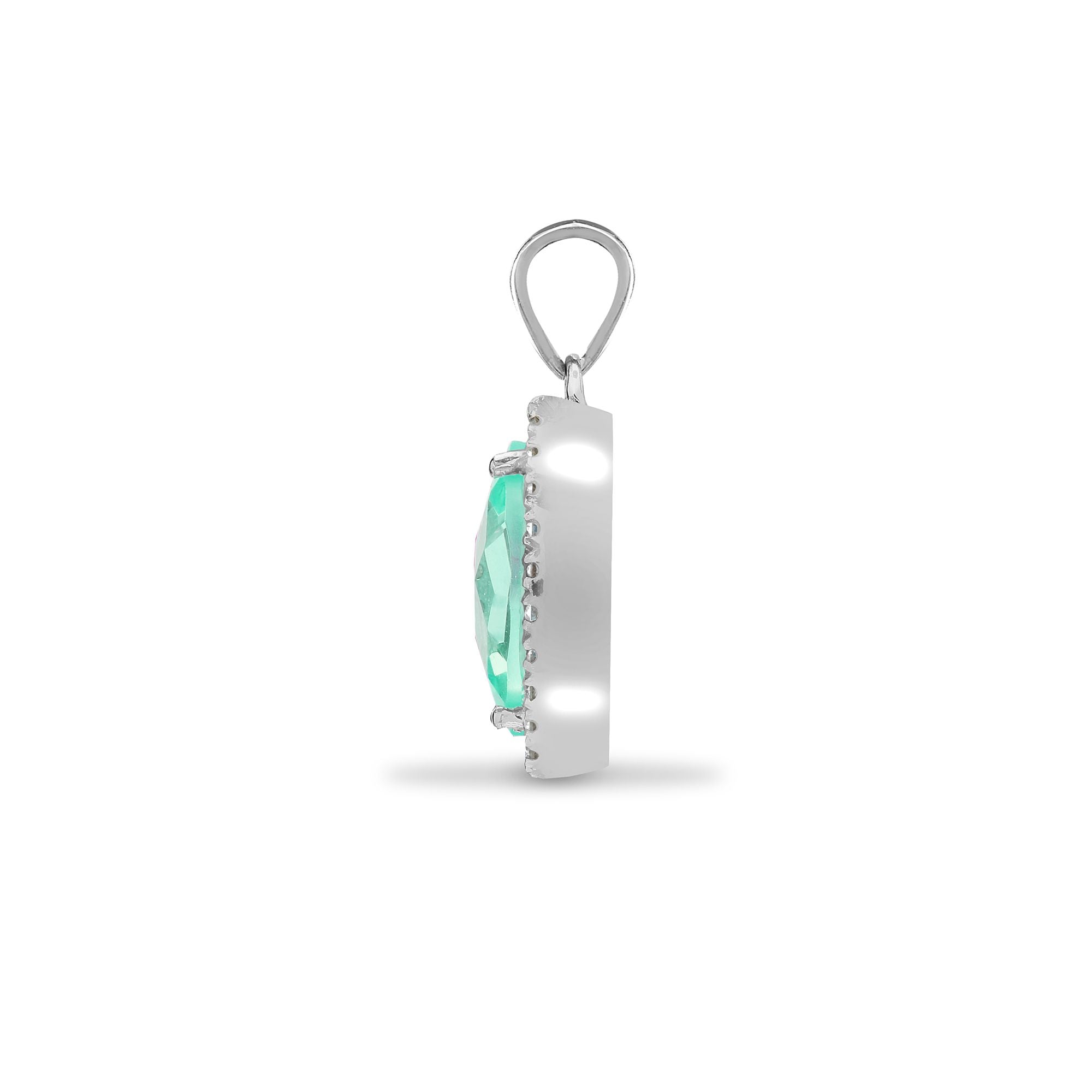 18ct White Gold Natural Diamond And Peridot Pendant