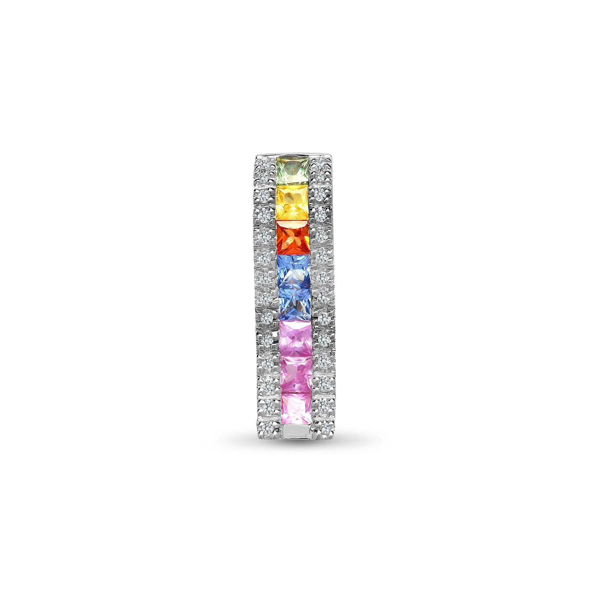 18P228 | 18ct White Gold Natural Diamond And Multi Coloured Sapphire Pendant