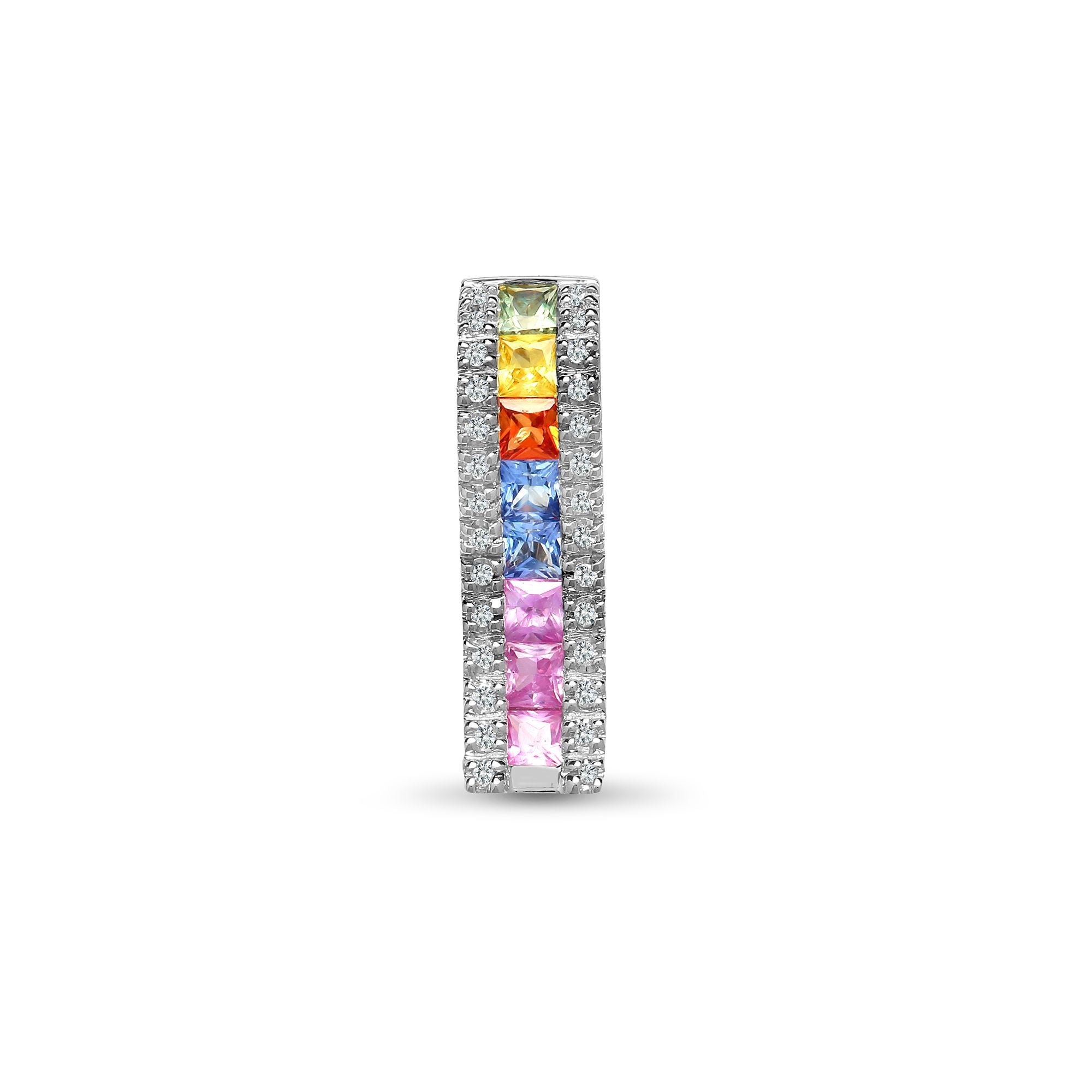 18ct White Gold Natural Diamond And Multi Coloured Sapphire Pendant