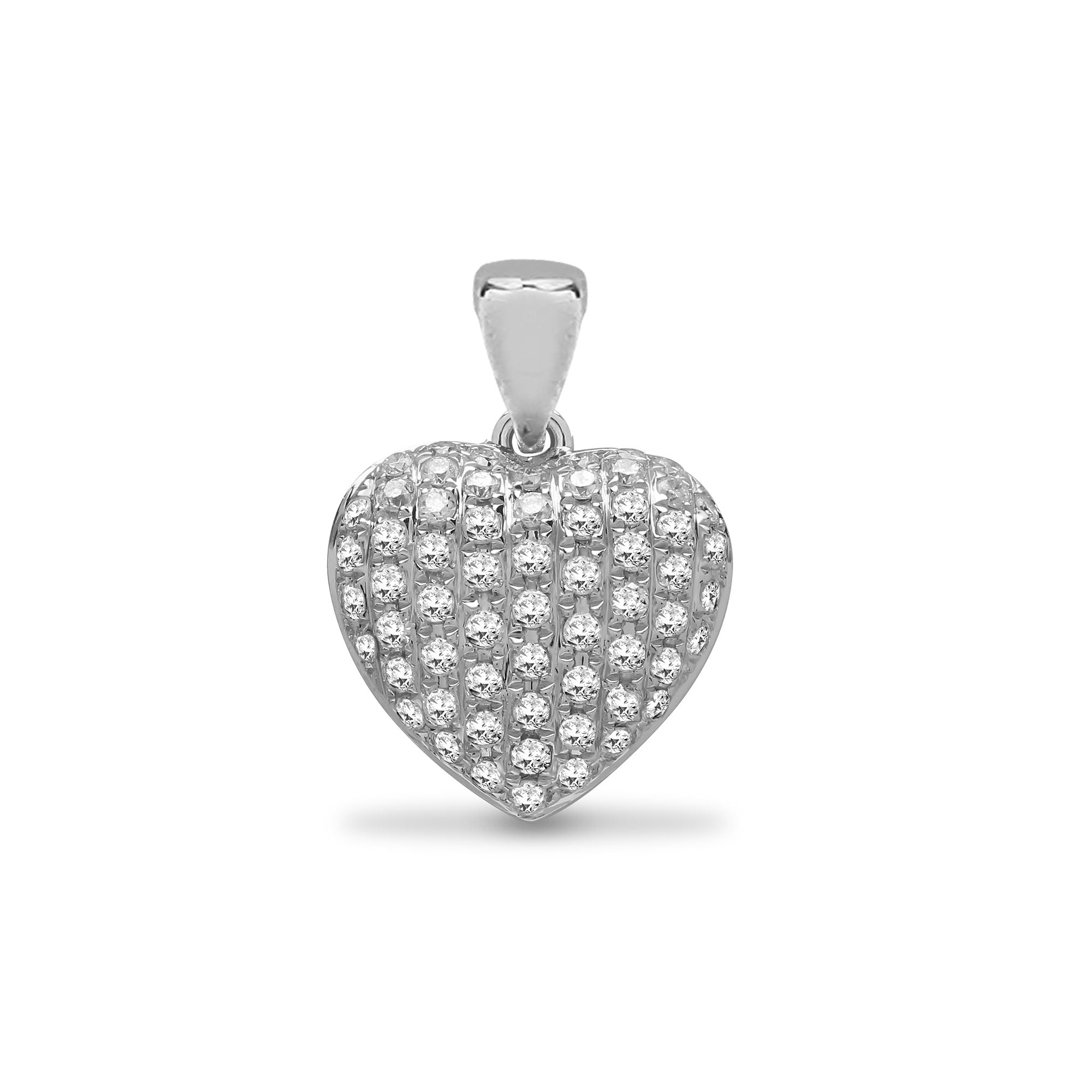 18P278 | 18ct White 0.35ct Natural Diamond Pave Set Heart Pendant