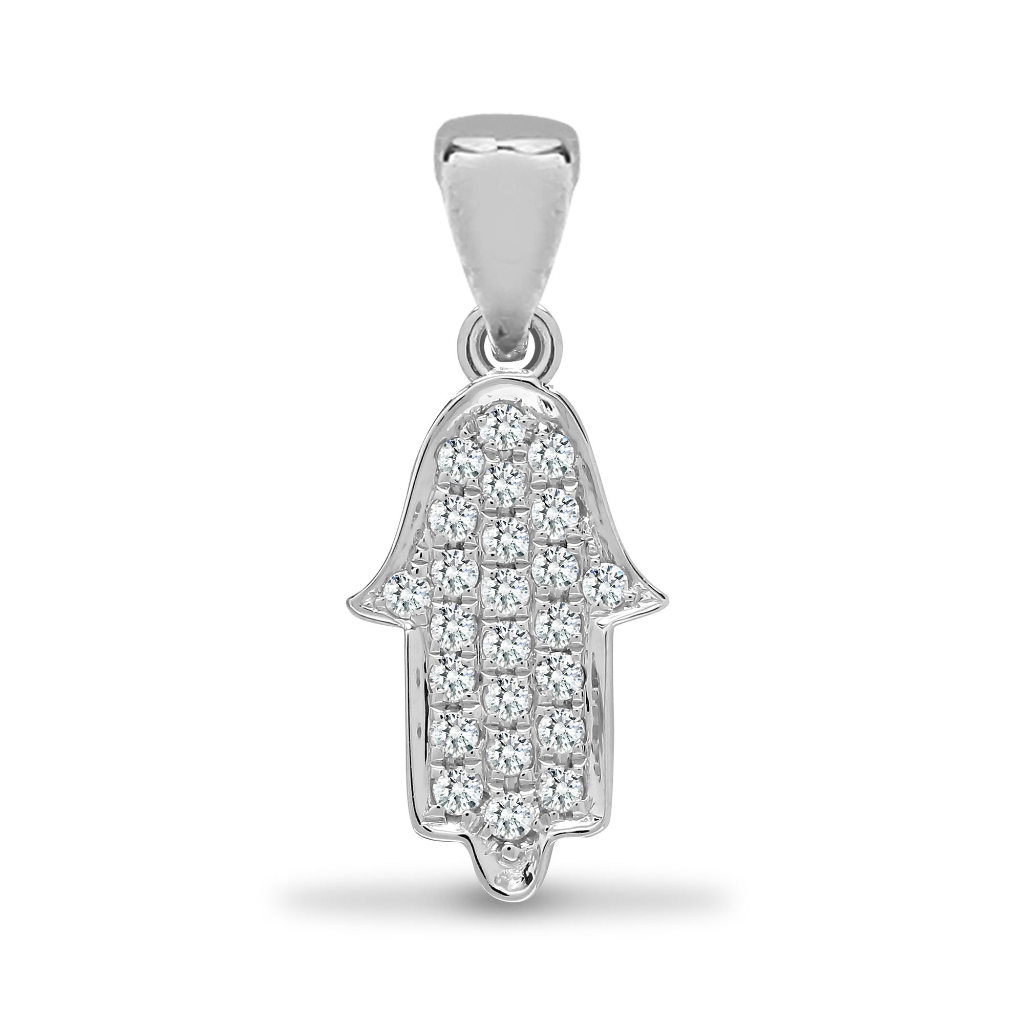 18P290 | 18ct 2 Col 0.14ct Natural Diamond Hamsa Pendant