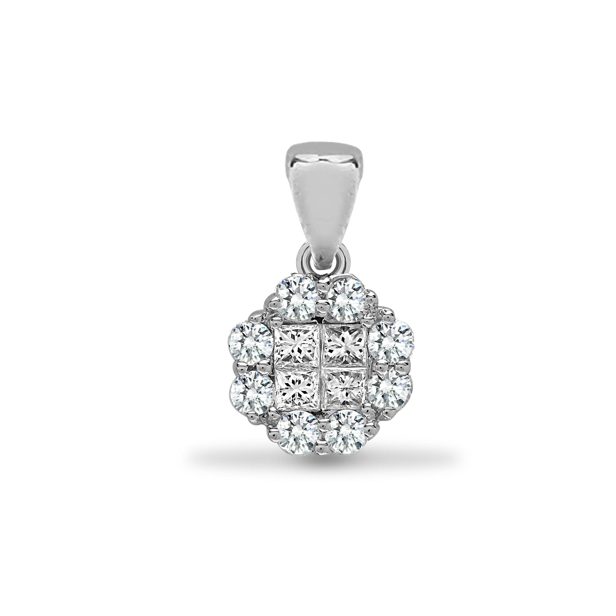 18P297-030 | 18ct White 0.30ct Round & Princess Cut Natural Diamond Pendant