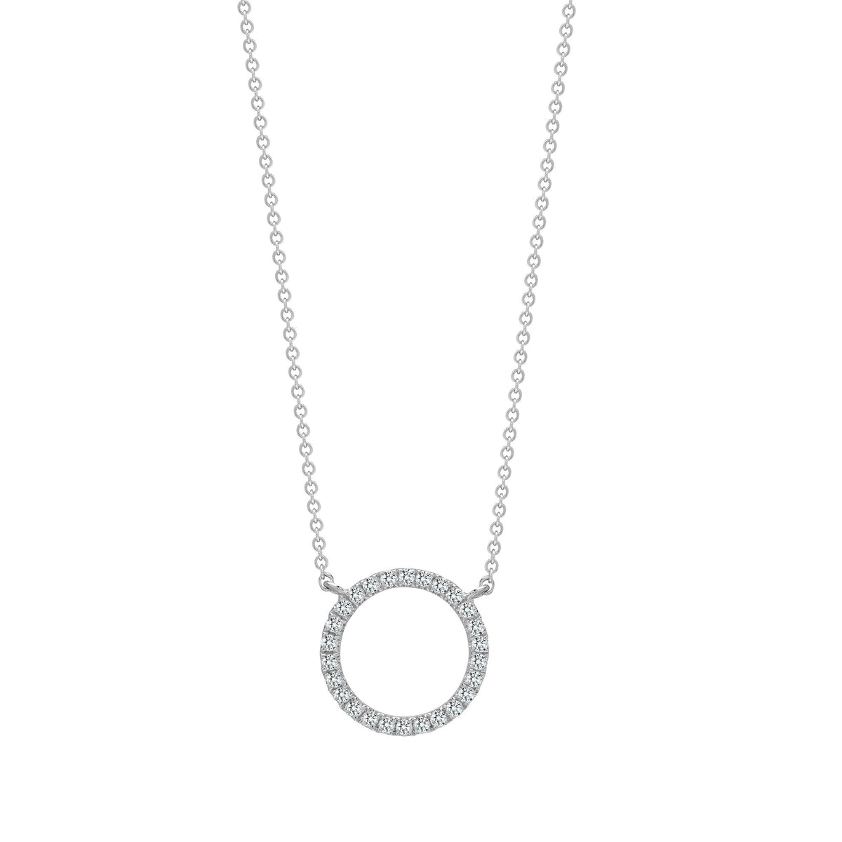 18ct White Natural Diamond Circle Pendant - 18" Chain included