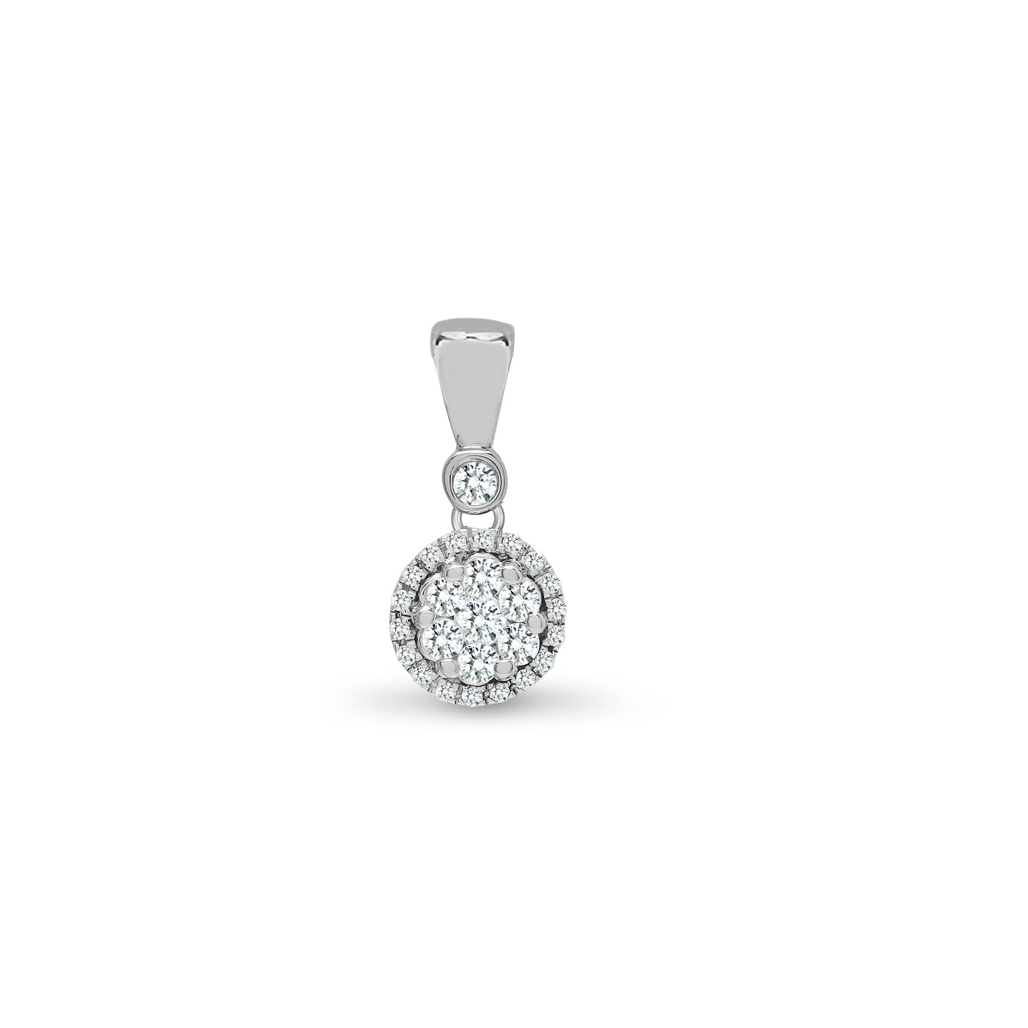 18ct White 0.20ct Natural Diamond Cluster Pendant
