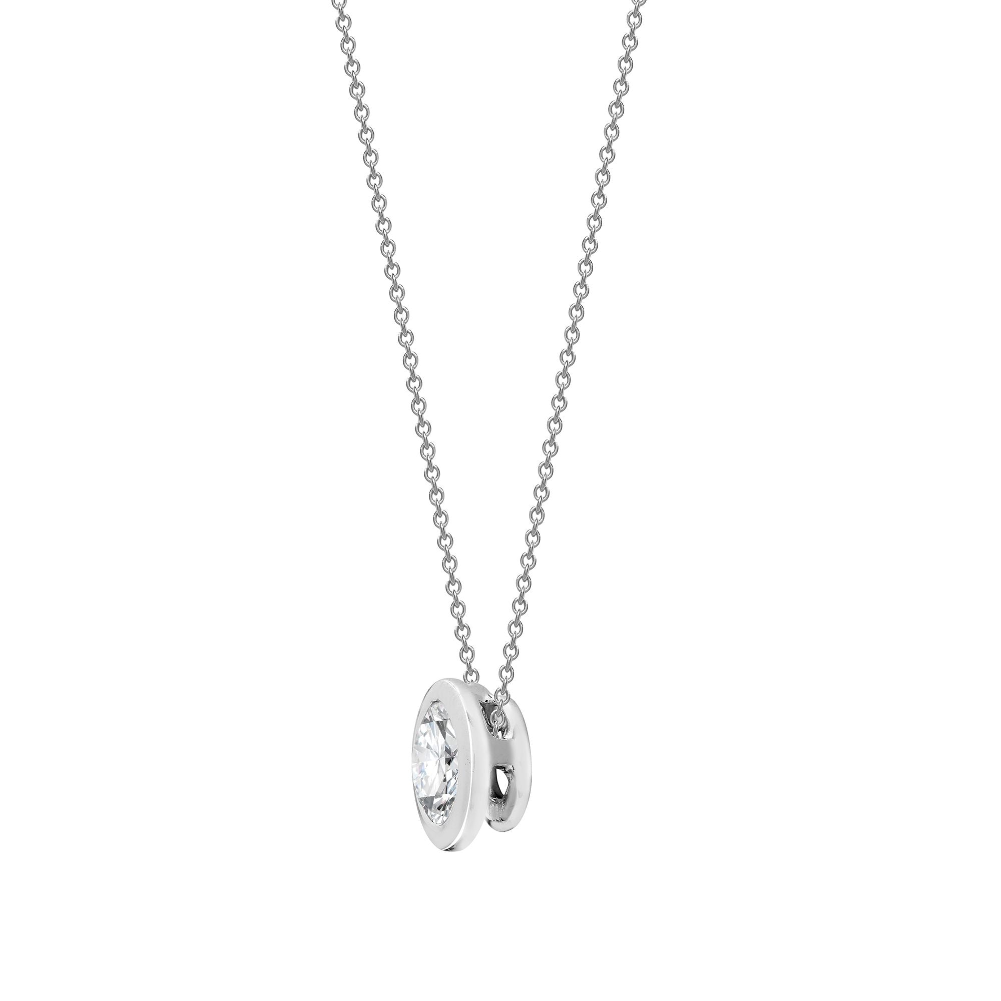 18P323-010-GSI1 | 18ct White 0.10ct Threaded Rub over set Natural Diamond Pendant