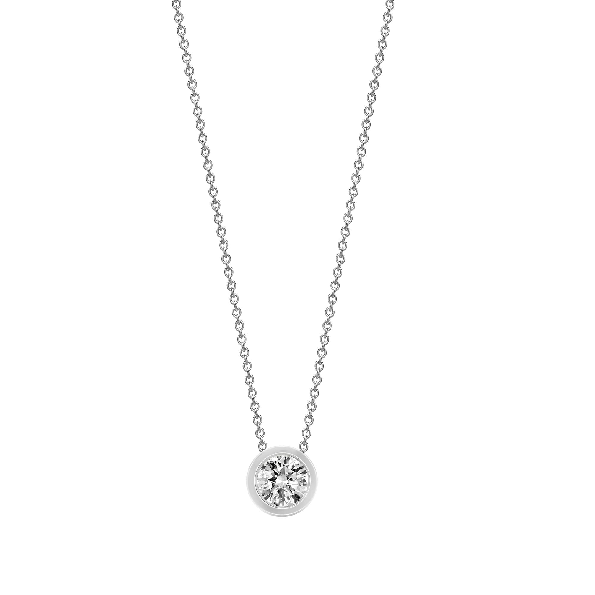 18P323-010-GSI1 | 18ct White 0.10ct Threaded Rub over set Natural Diamond Pendant