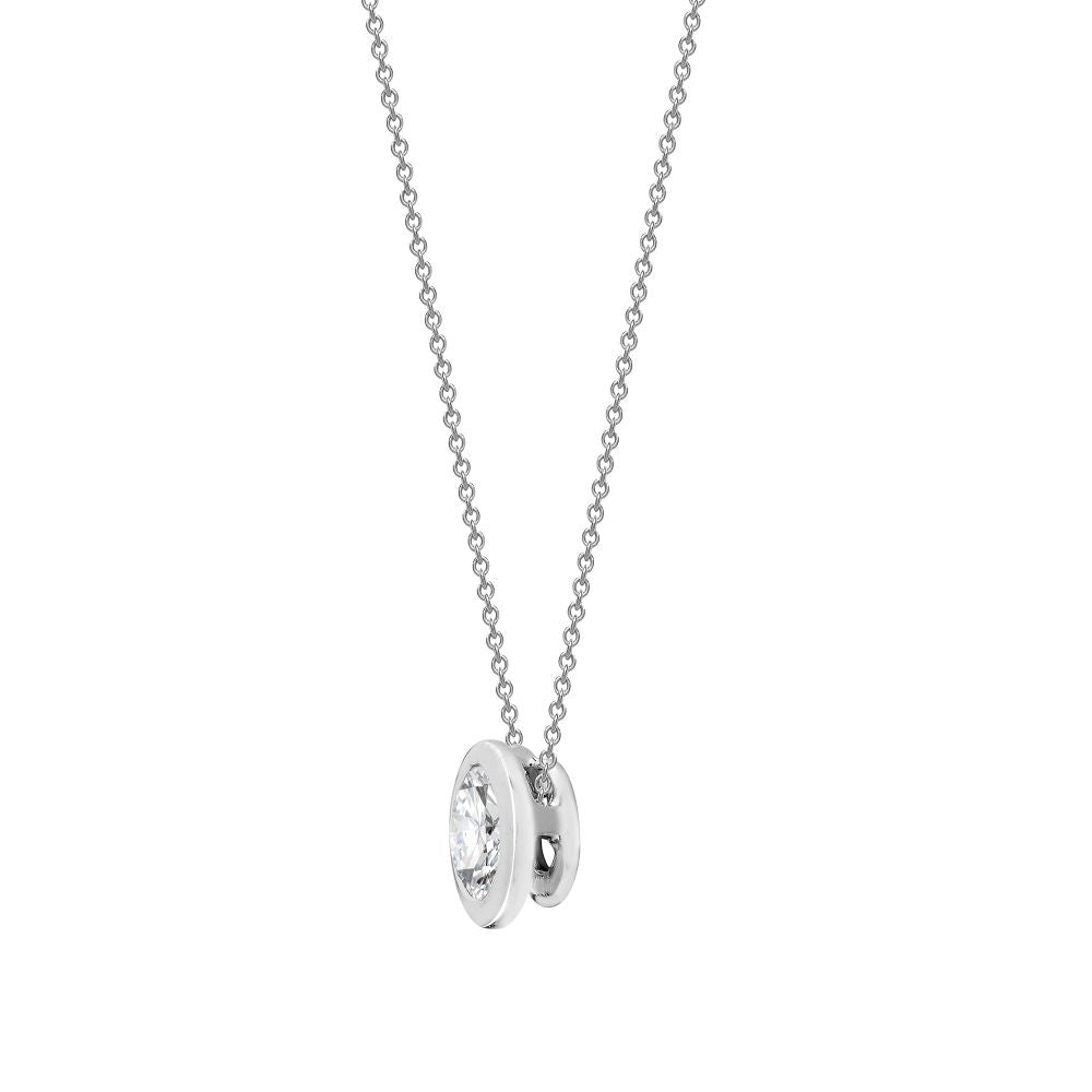 18P323-070-GSI1 | 18ct White 0.70ct Threaded Rub over set Natural Diamond Pendant