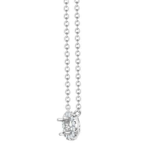 Lab 18ct White Gold 0.08ct Diamond Halo Pendant with 16"-18" Chain Extender set with a G SI1 Diamond