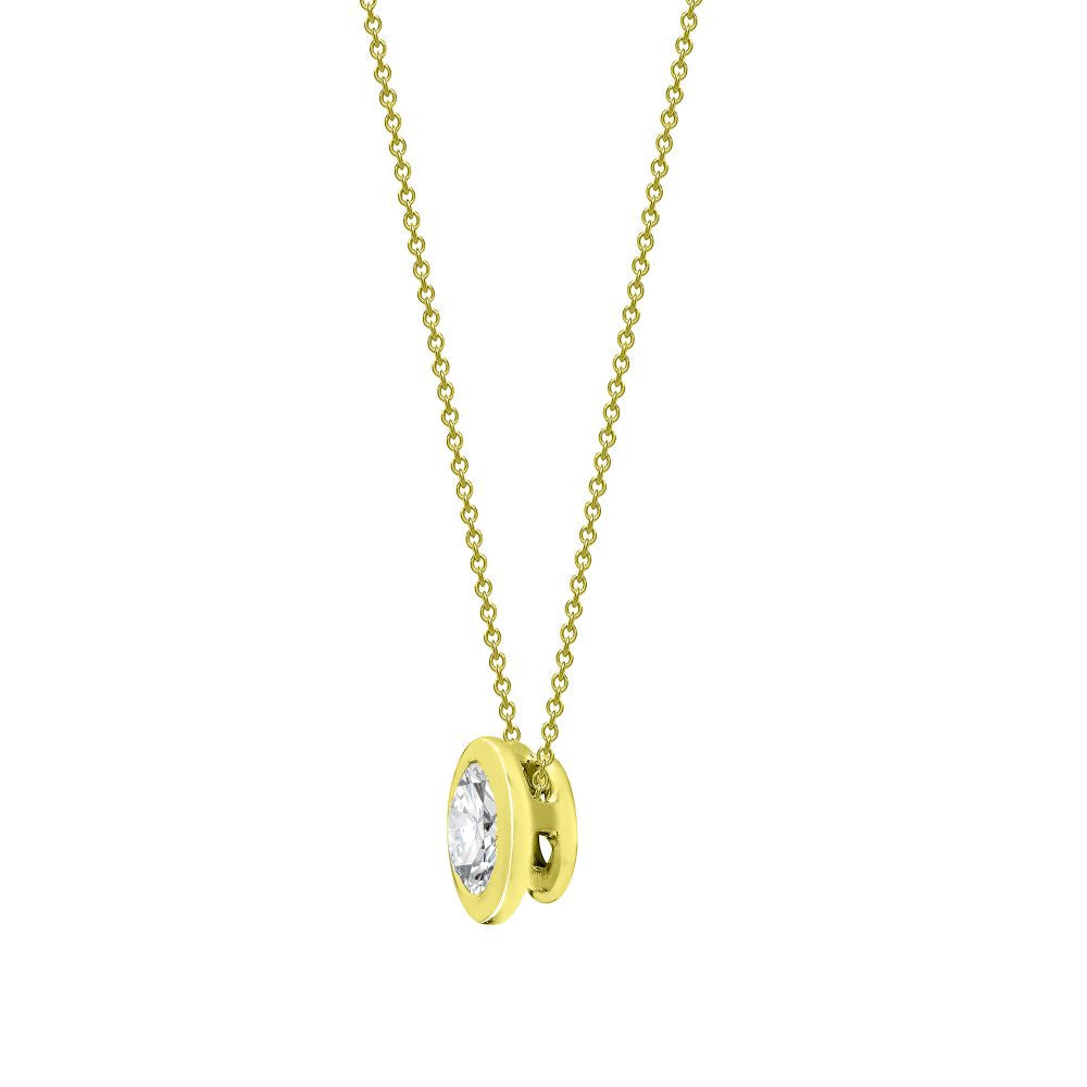 0.50ct Lab Grown Diamond Threaded Rub-Over Set 18ct Yellow Gold Pendant - Chain is not included