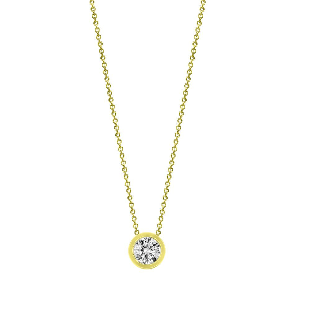 0.50ct Lab Grown Diamond Threaded Rub-Over Set 18ct Yellow Gold Pendant - Chain is not included