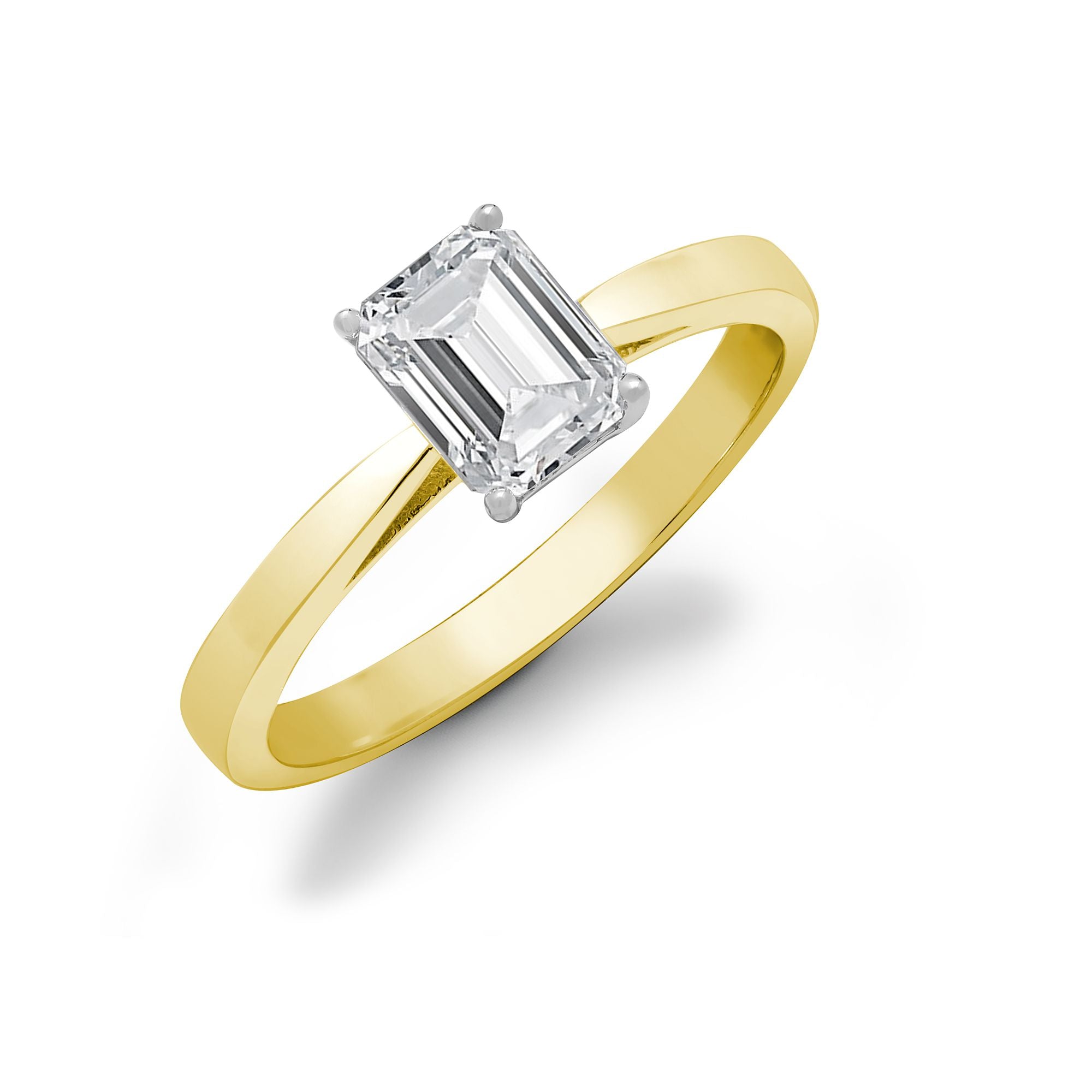 18R015-100 | 18ct Yellow Gold 1.00ct Emerald Cut Natural Diamond Solitaire Ring