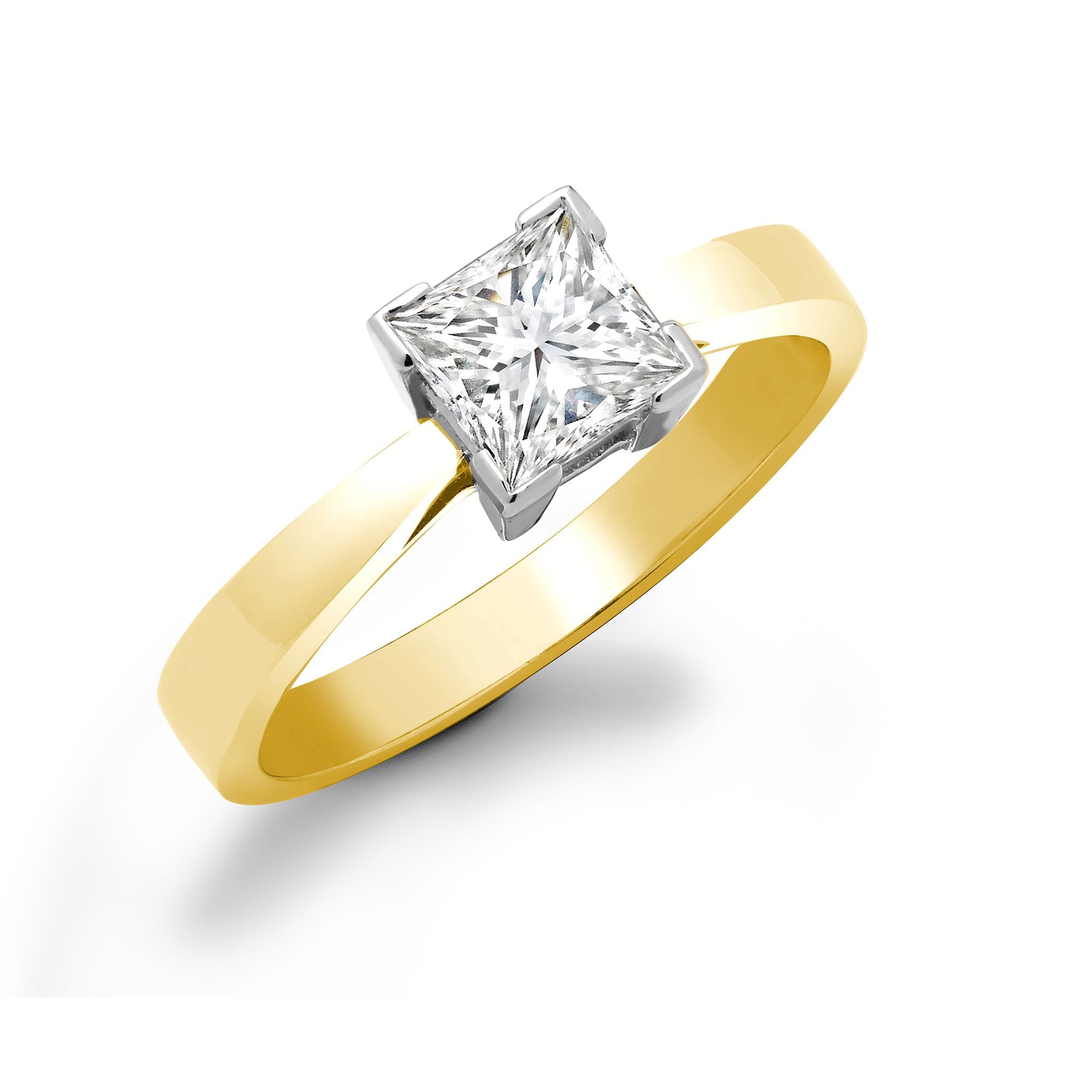 18R026-075 | 18ct Yellow Gold 75pts Princess Cut Ring