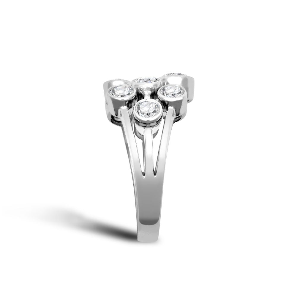 18R1001 | JN Jewellery 18ct White Gold 1.00cts Natural Diamond 3 Row Bubble Ring