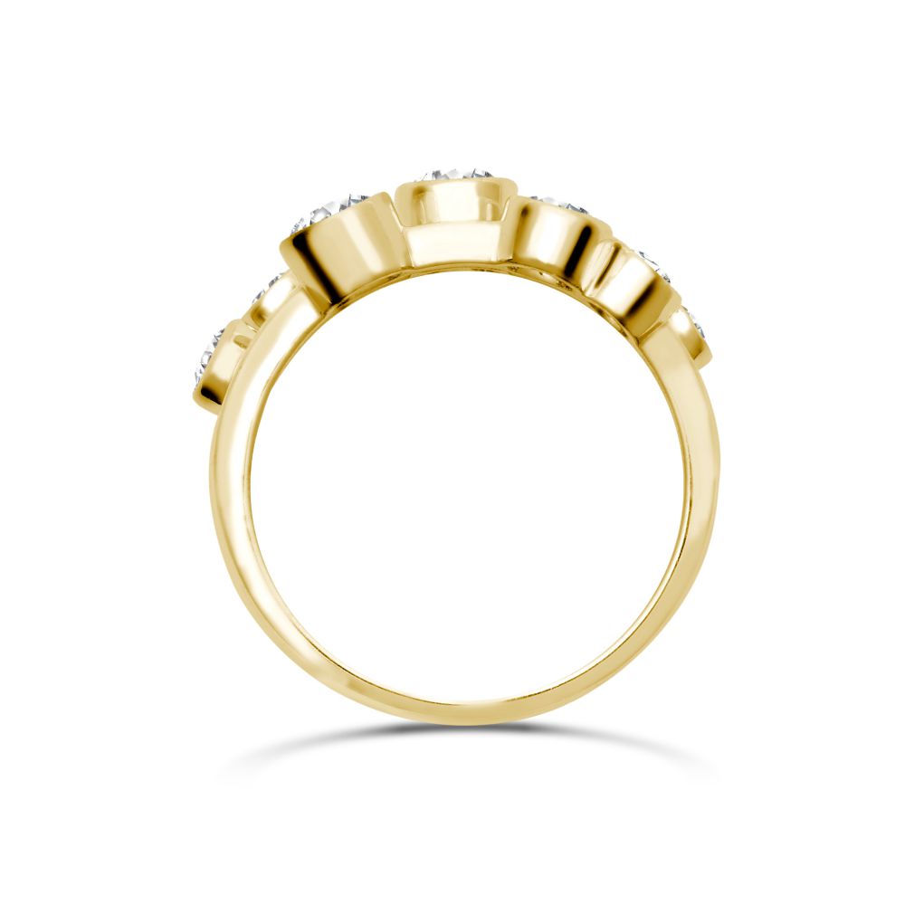 18R1002 | JN Jewellery 18ct Yellow Gold 1.00cts Natural Diamond 3 Row Bubble Ring