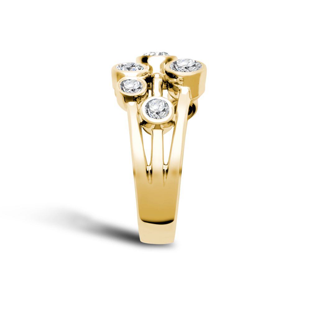 18R1002 | JN Jewellery 18ct Yellow Gold 1.00cts Natural Diamond 3 Row Bubble Ring