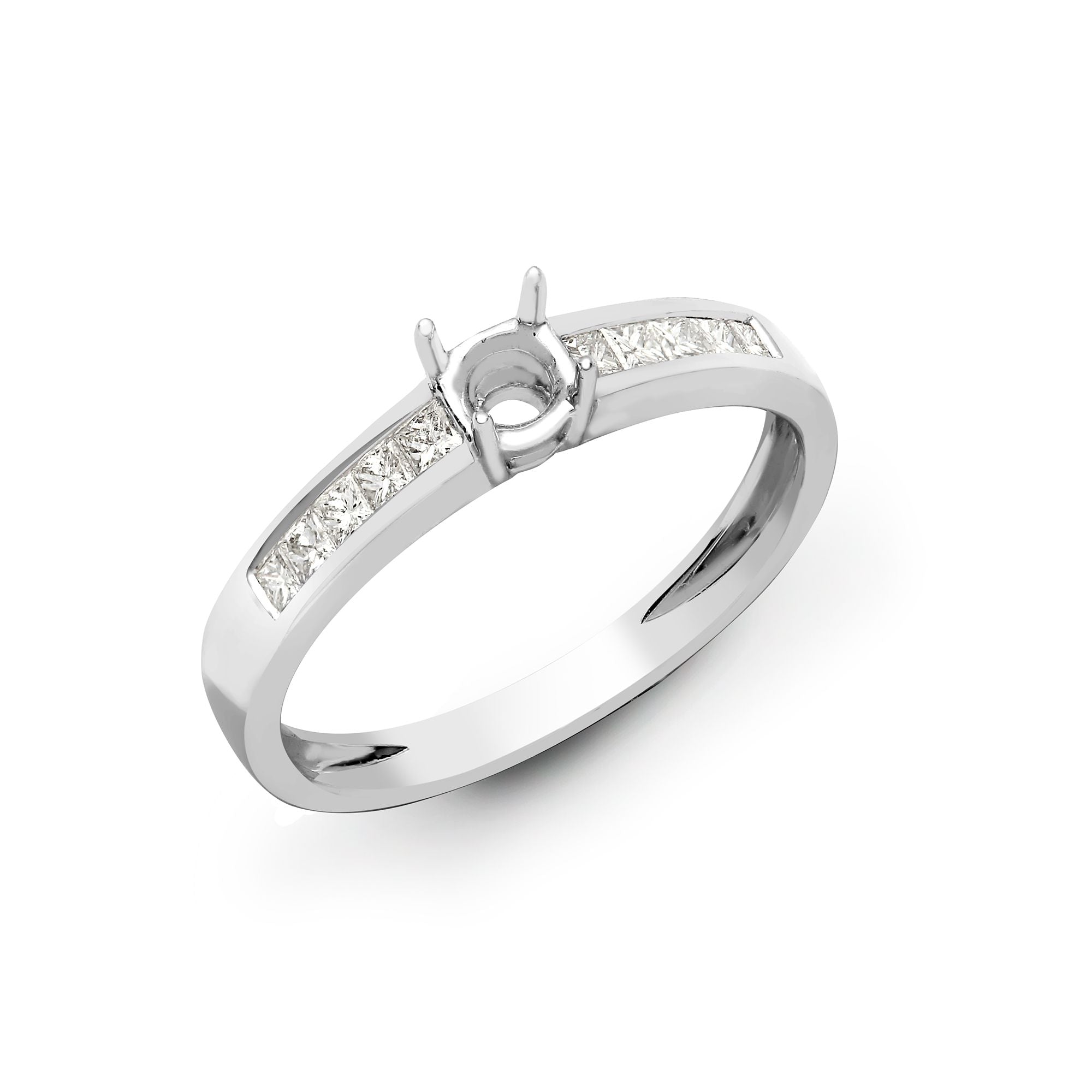 18R216-075 | 18ct White Gold 0.38ct Natural Diamond Ring. Fits 0.75ct